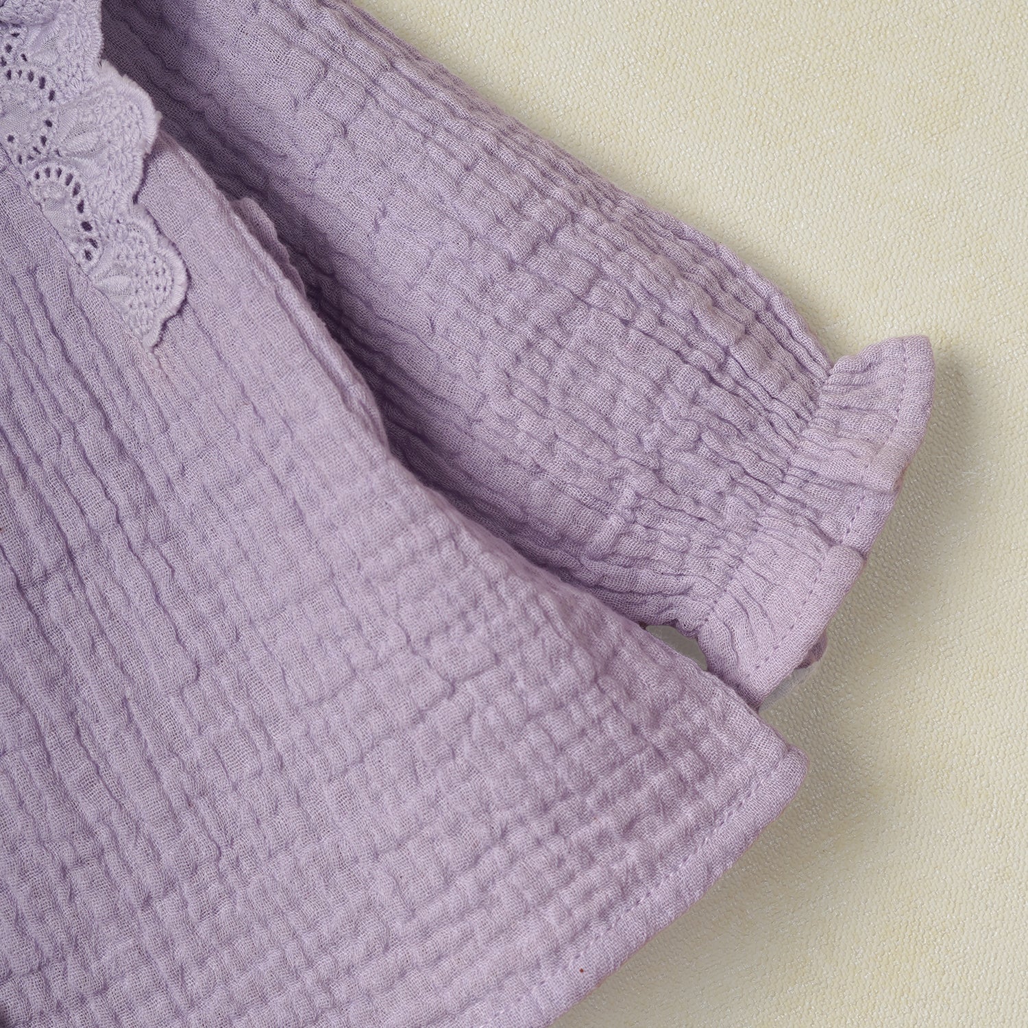 Cotton Gauze Jhabla Set (Lavender)