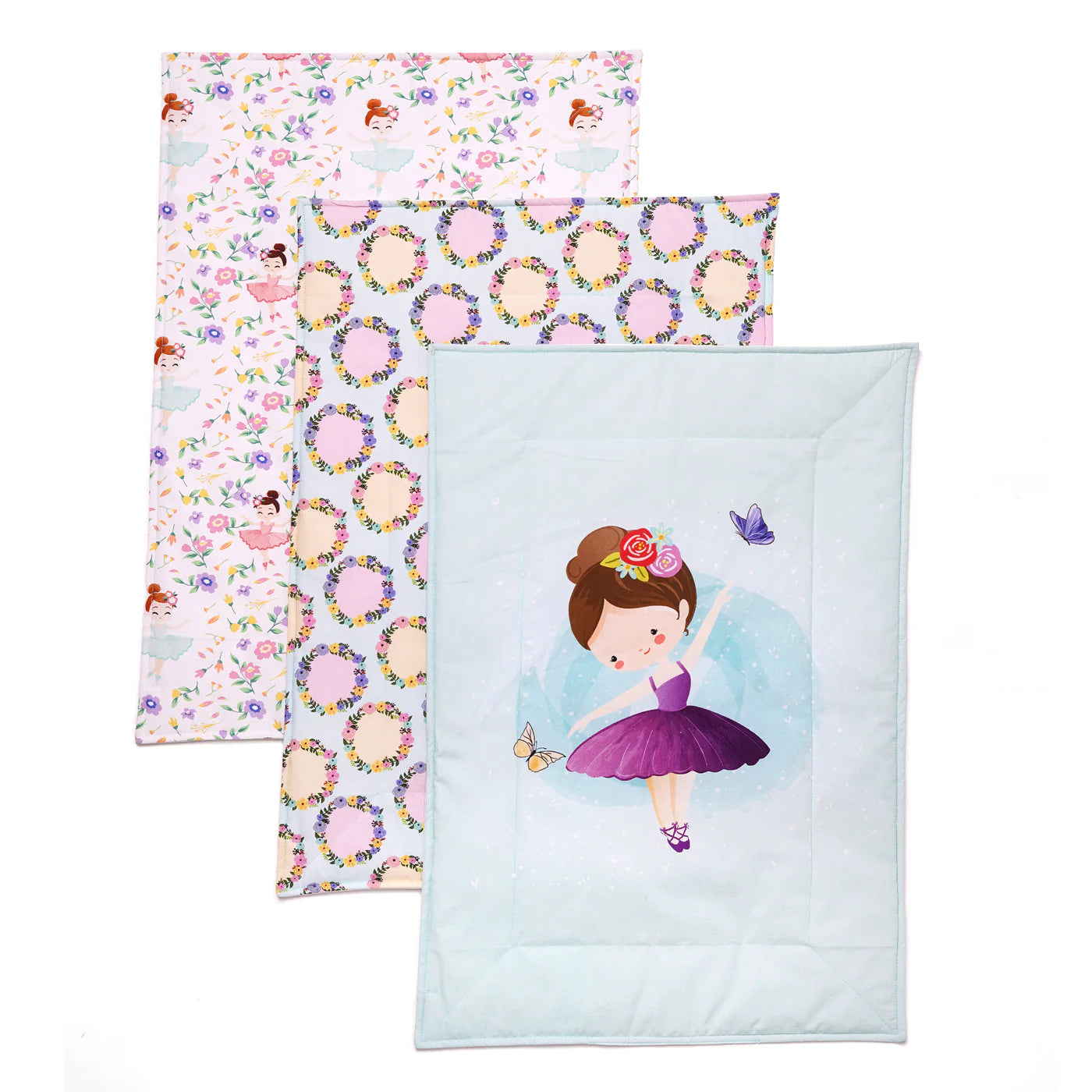 Stack of 3 colorful baby changing mats
