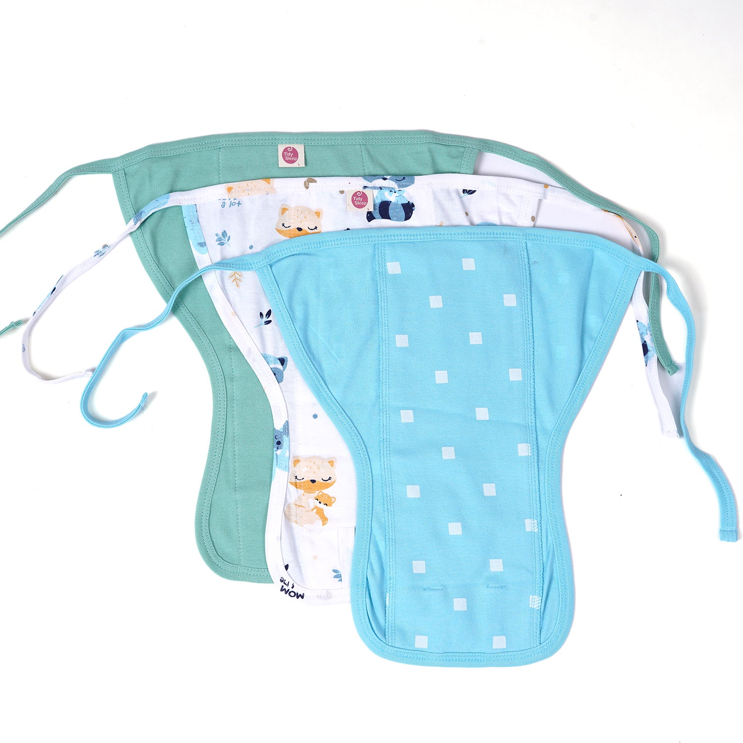 Set of 3 nappies in different color & print