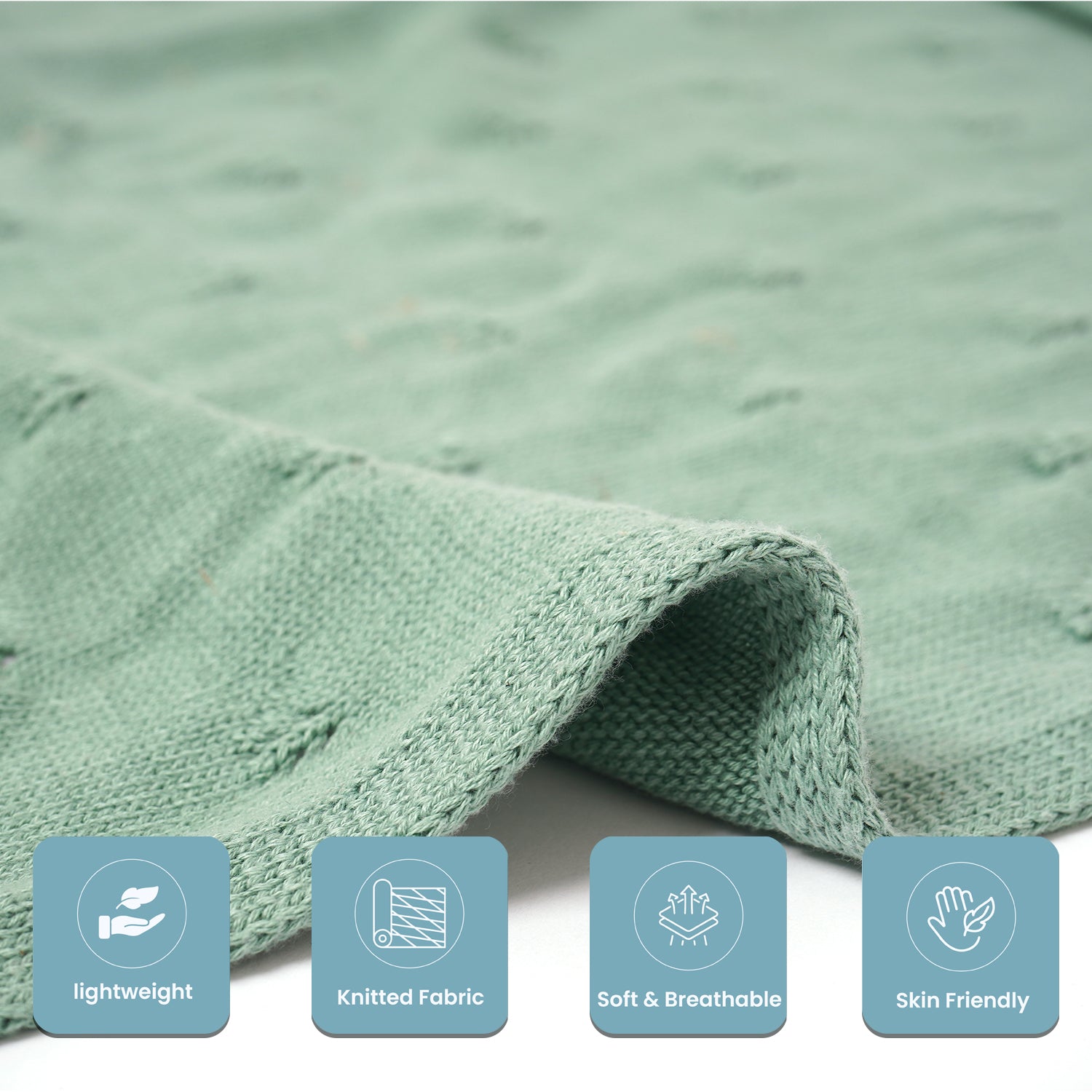 100% Knitted Cotton Elephant Print Knitted Blanket