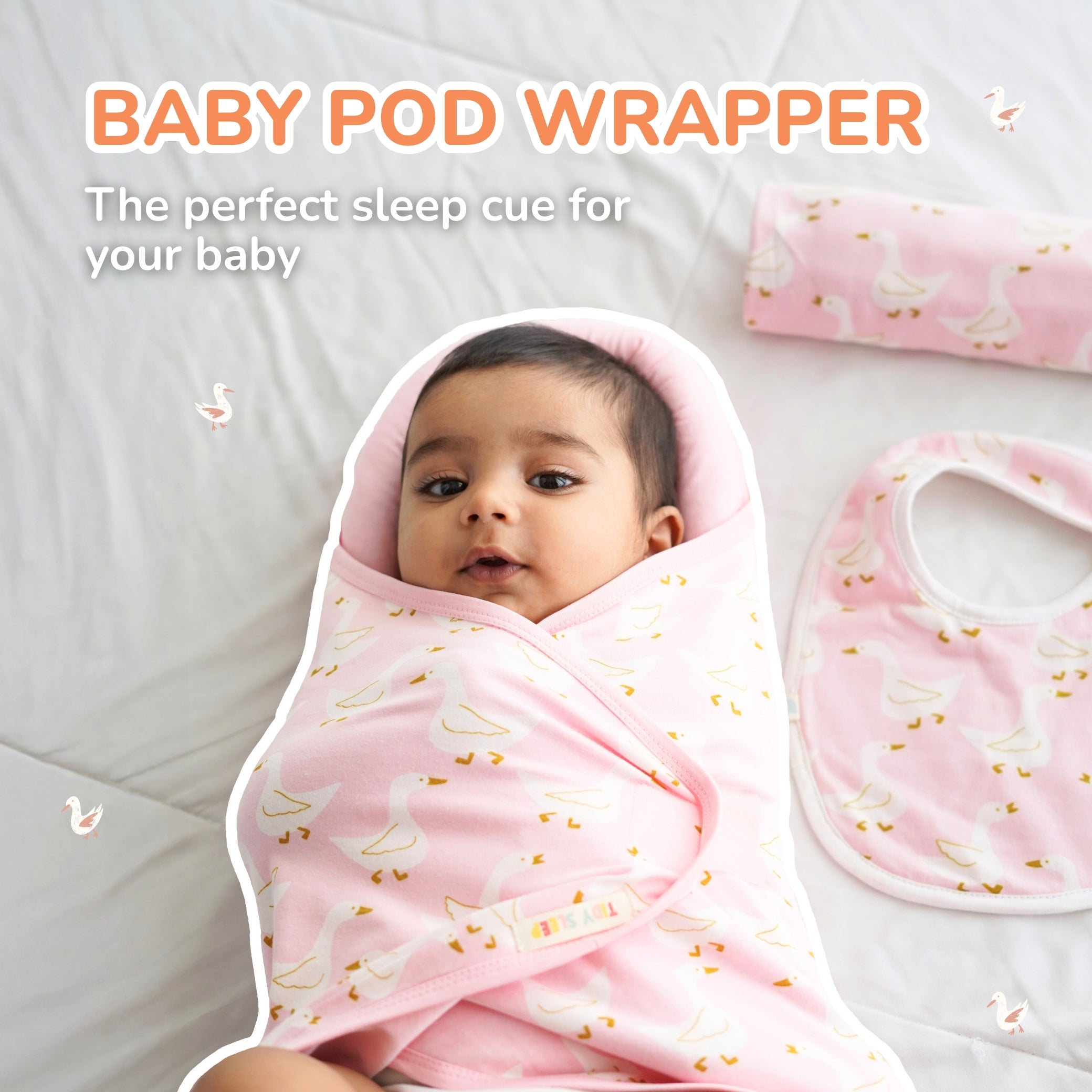 Baby Pod Wrapper - Pink Duck - Tidy Sleep