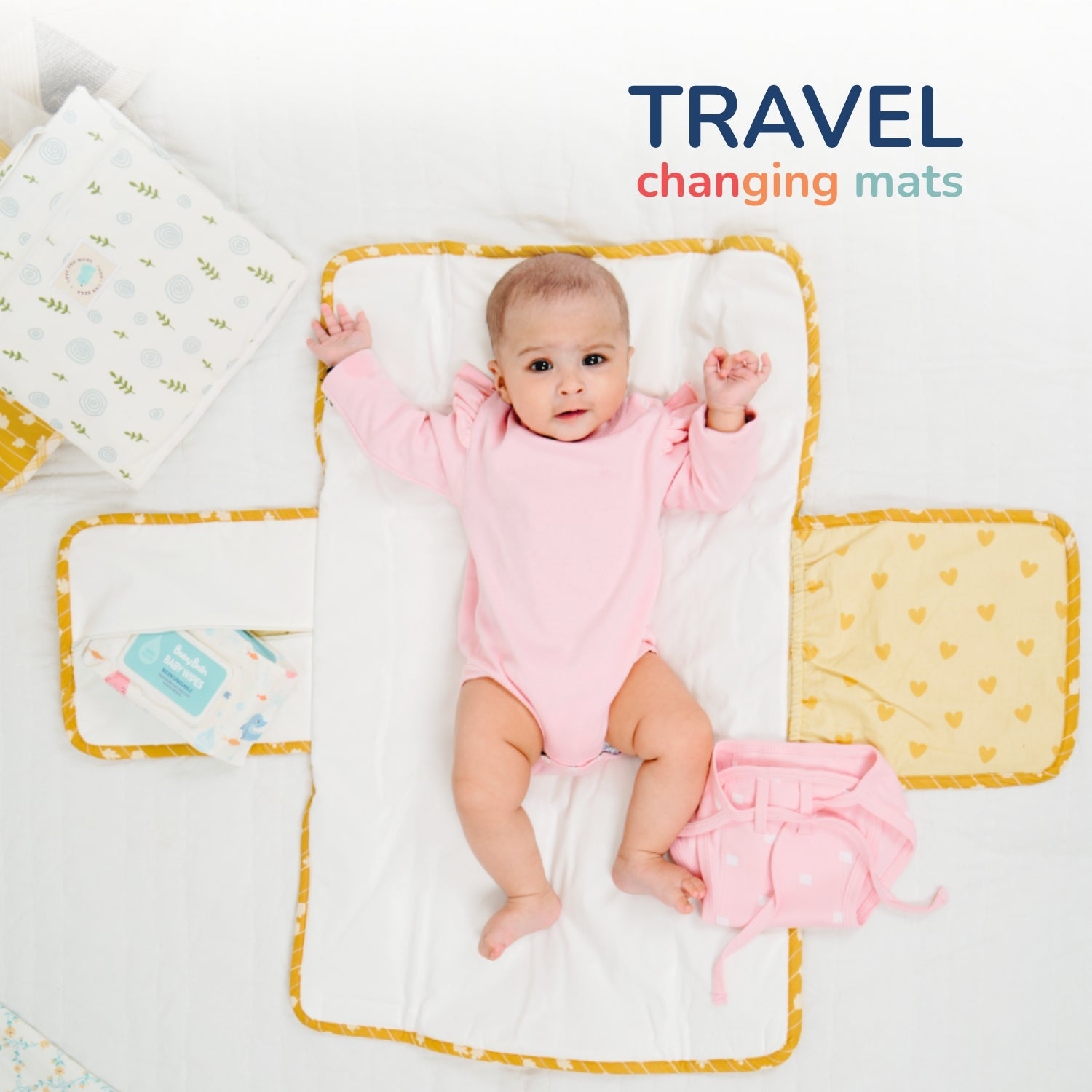 Tidy Sleep Diaper and Travel Mat Sunshine Hearts