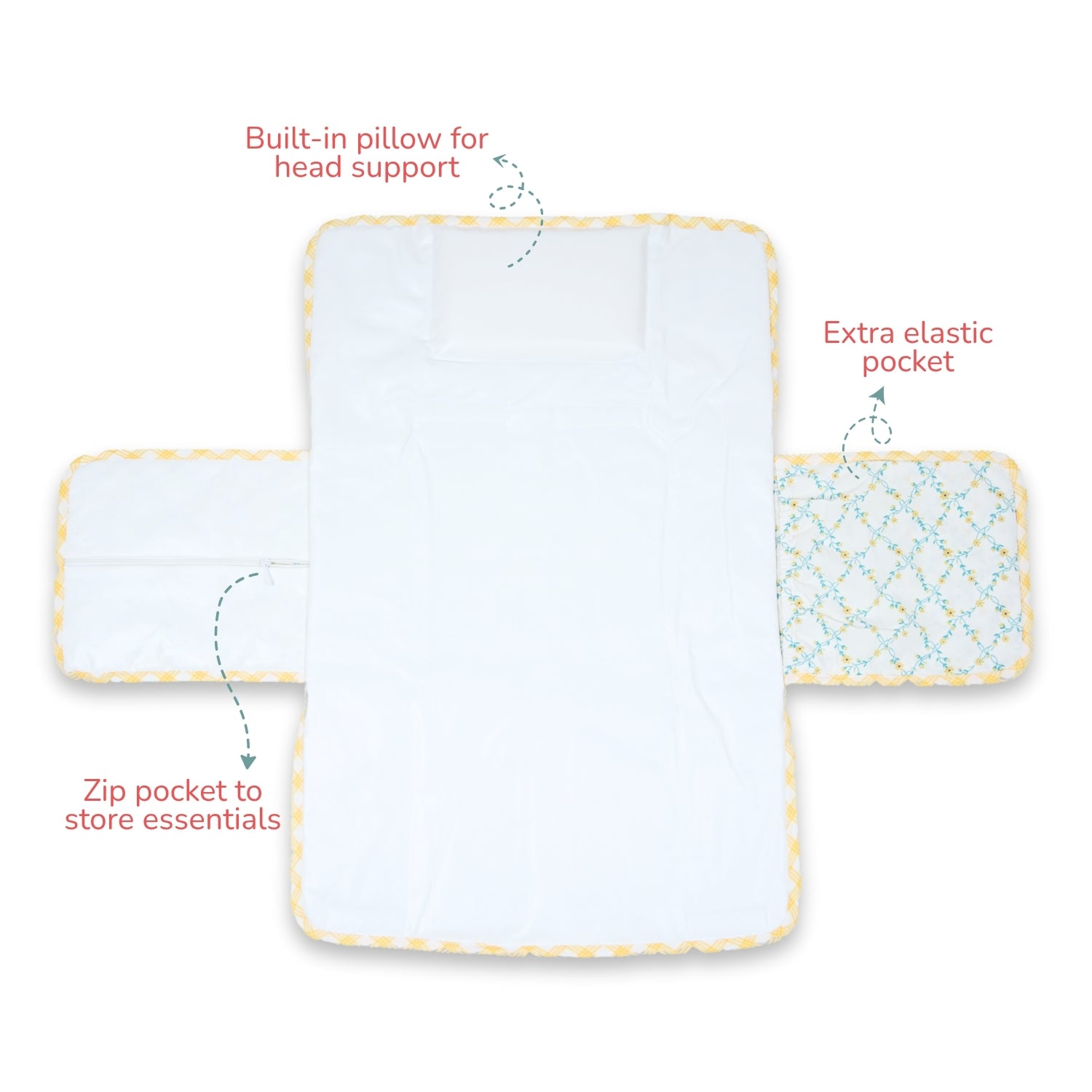 Tidy Sleep Diaper and Travel Mat Yellow Bloom Vines