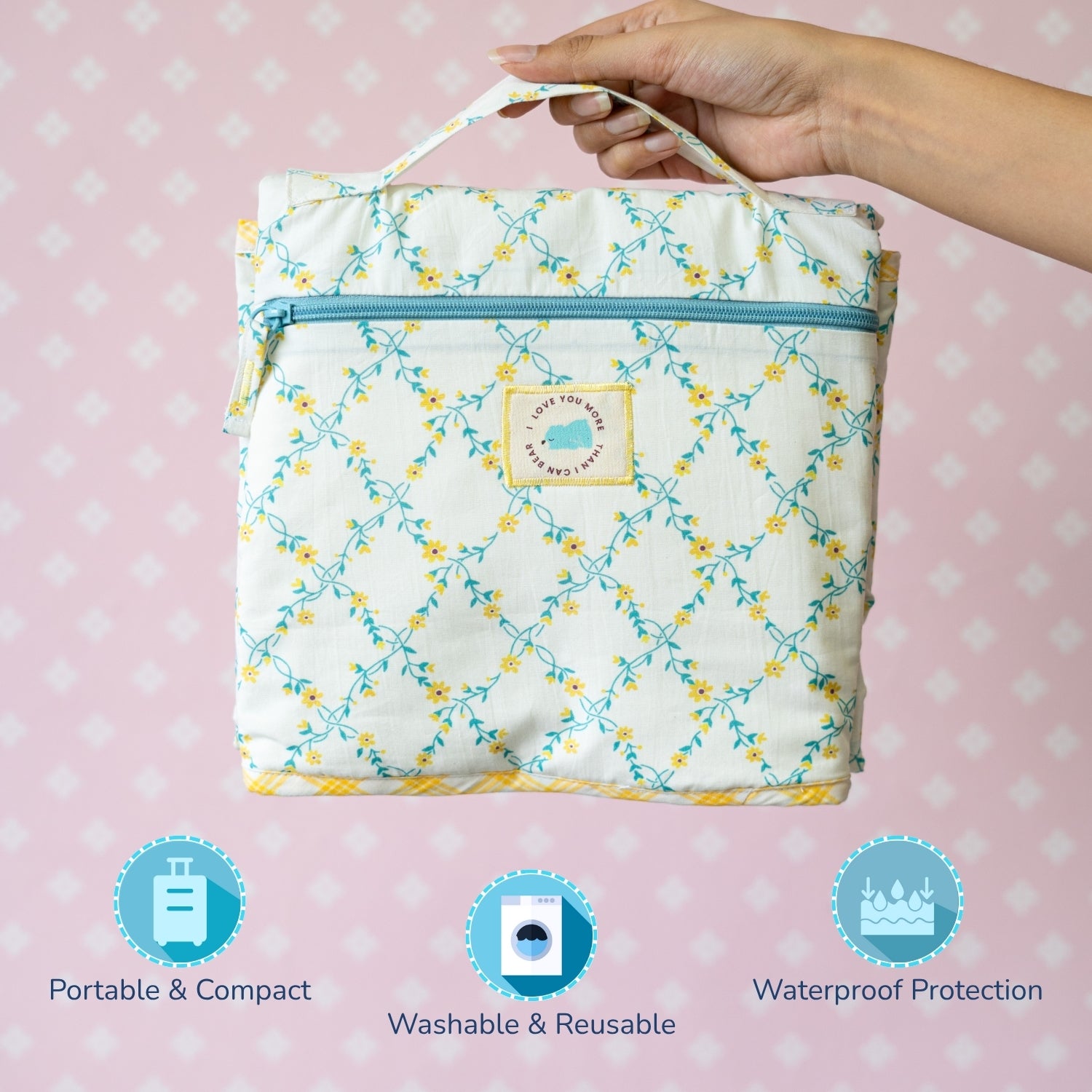 Tidy Sleep Diaper and Travel Mat Yellow Bloom Vines
