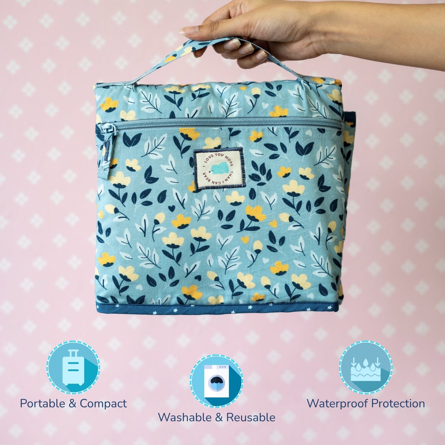Tidy Sleep Diaper and Travel Mat Mom & Me Green Flower