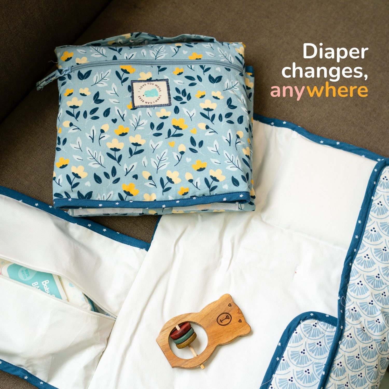 Tidy Sleep Diaper and Travel Mat Mom & Me Green Flower