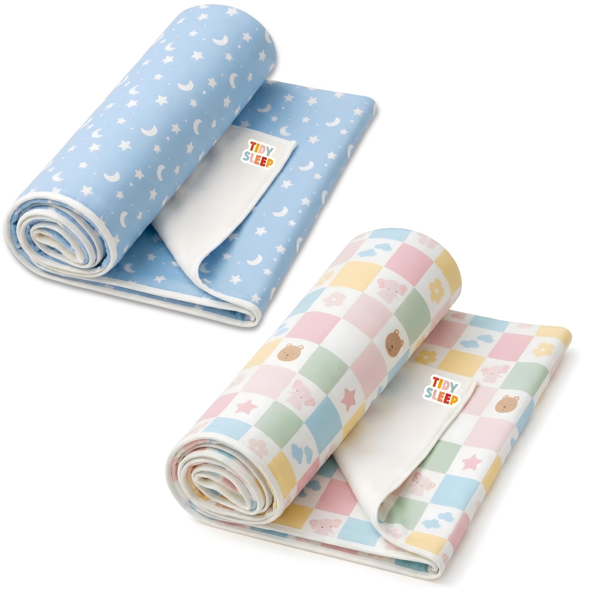 Printed Waterproof Dry Sheet (Pack of 2) - Moon Tales & Candy Cubes