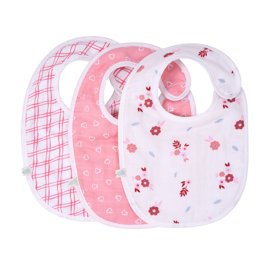 Bibs for Newborns - Blossom Pink | Set of 3