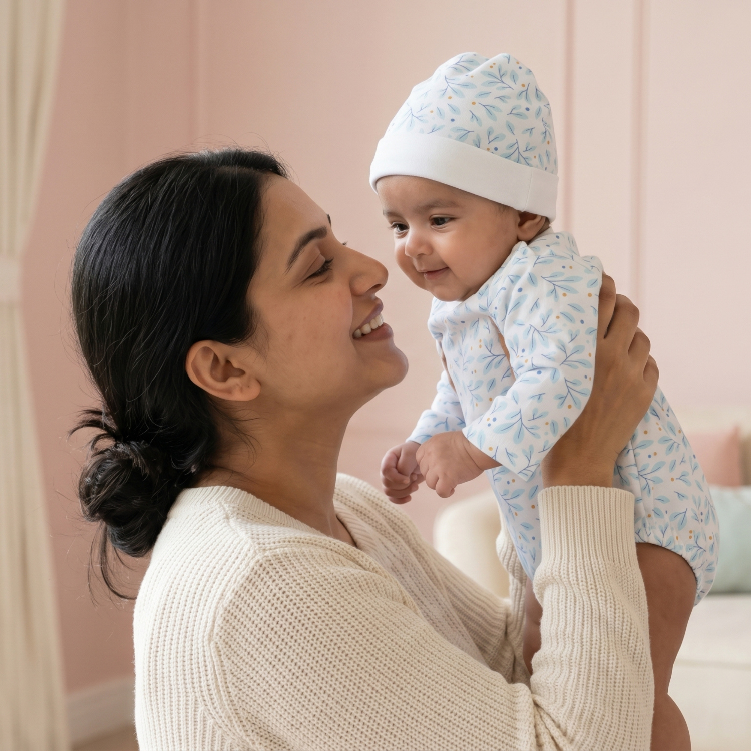 Onesie with Cap Set for Newborns - Blue Leaf