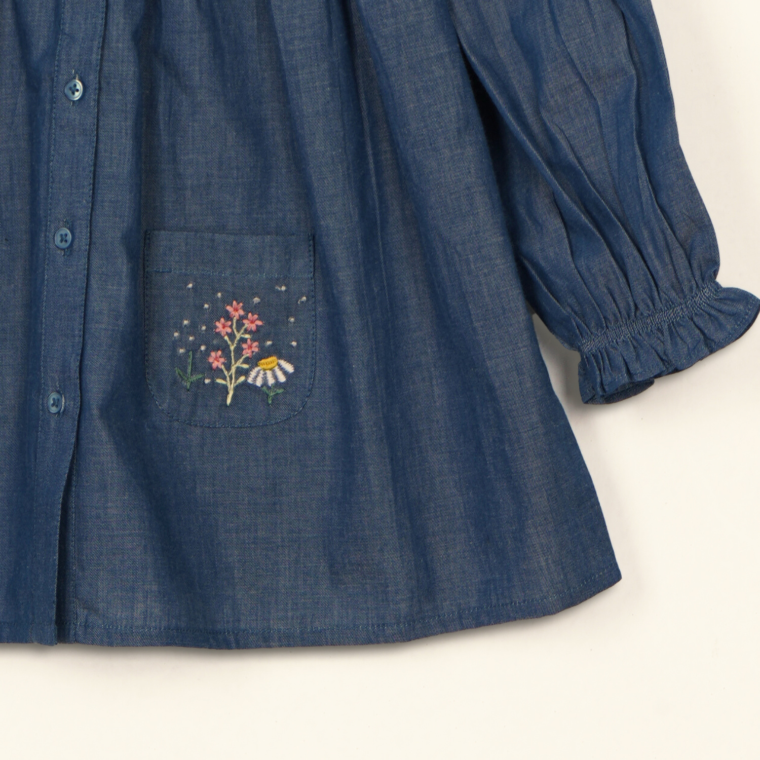 Embroidered Button Down Shirt Dress