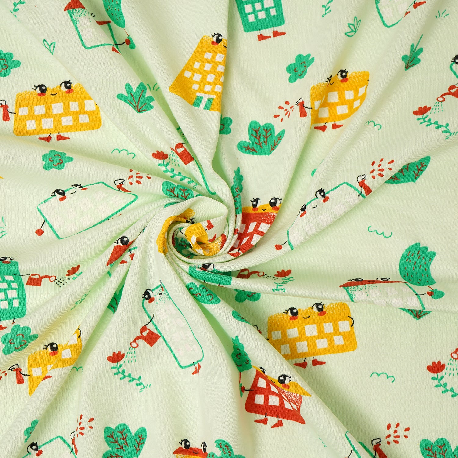 Cotton Jersey Swaddle - Green Wild City