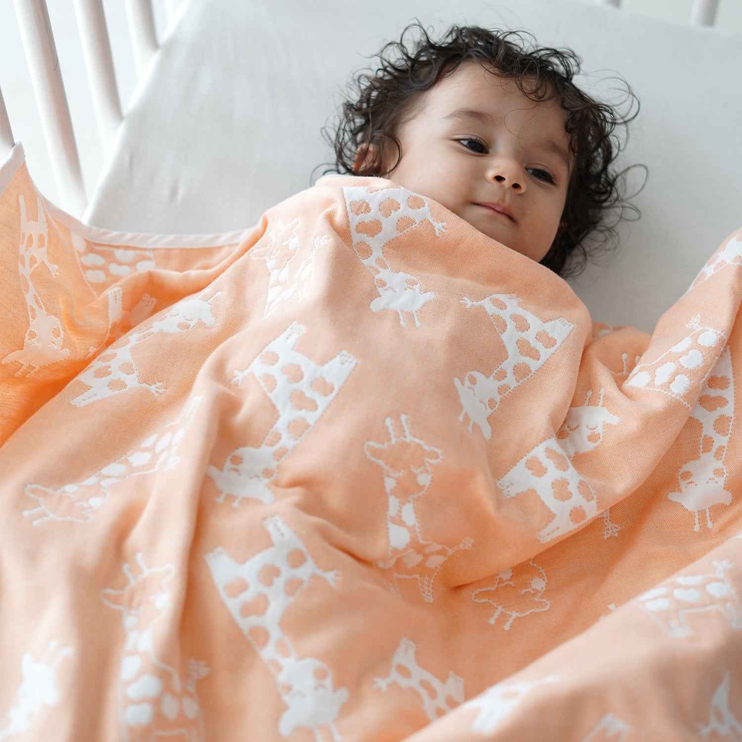 Yarn Dyed Blanket - Peach Giraffe