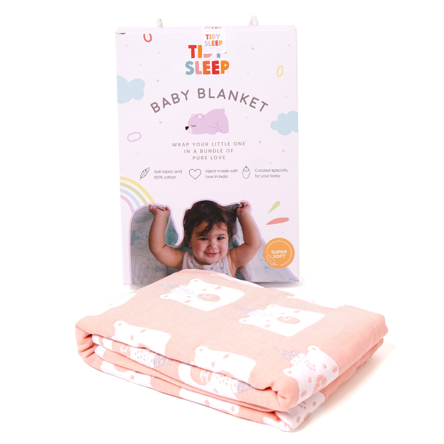 Yarn Dyed Blanket - Pink Bear