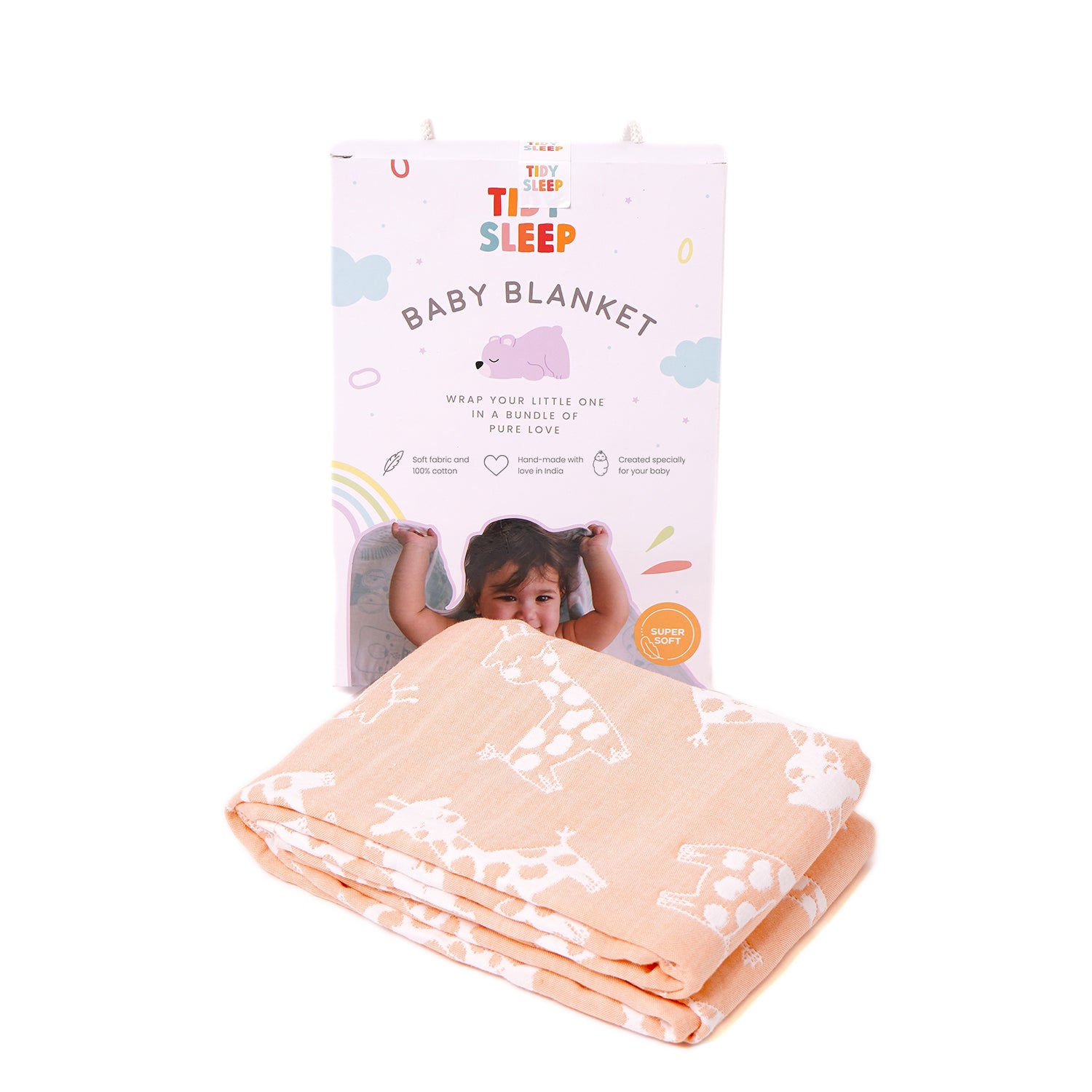 Yarn Dyed Blanket - Peach Giraffe