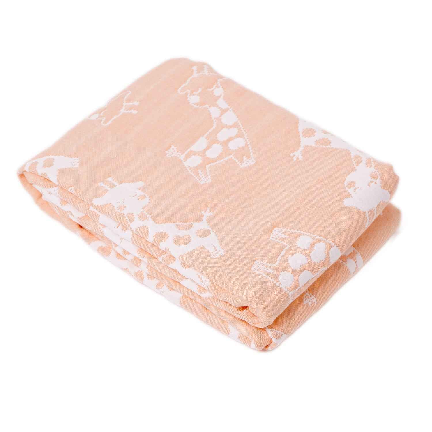 Yarn Dyed Blanket - Peach Giraffe