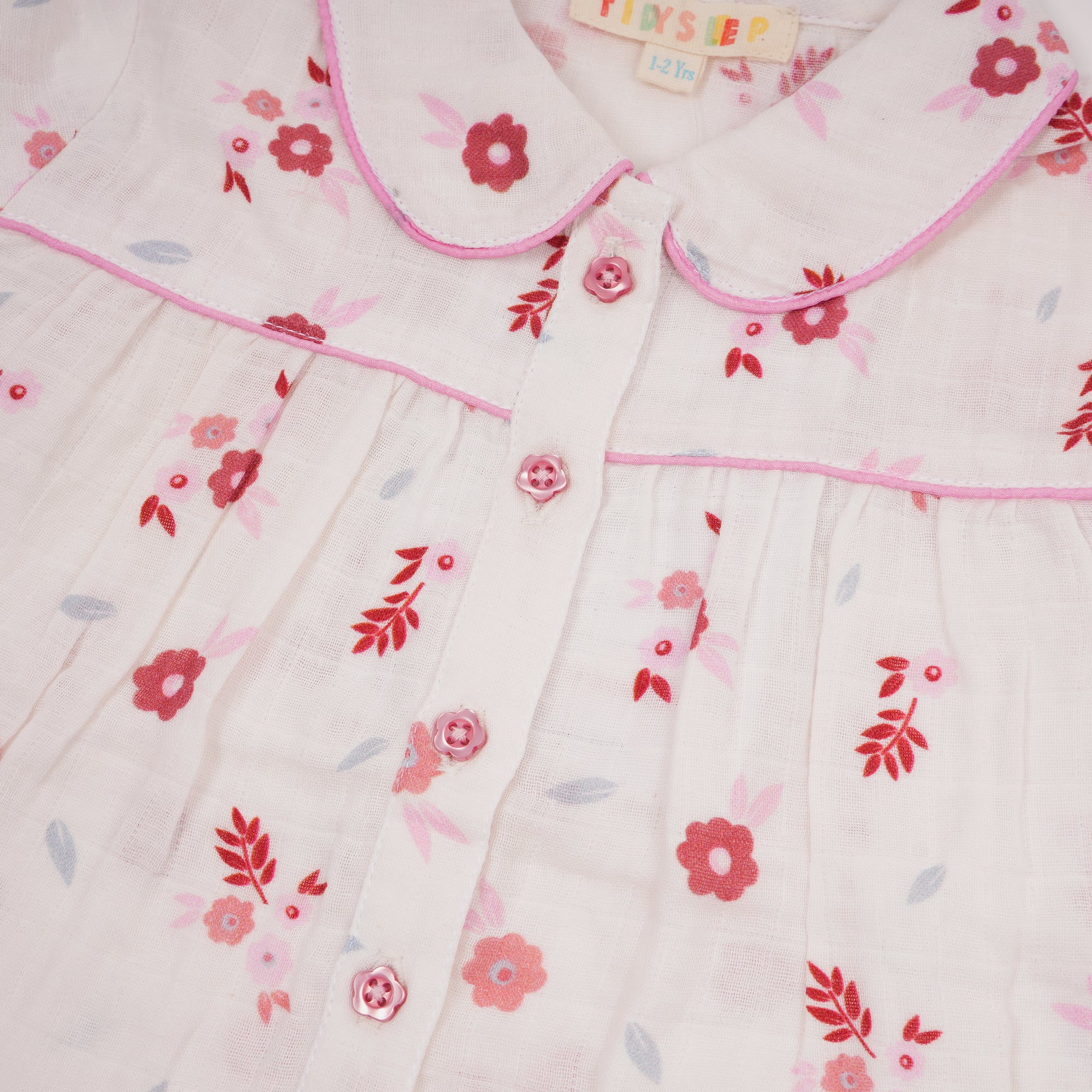 Blossom Pink Cotton Muslin Night Suit