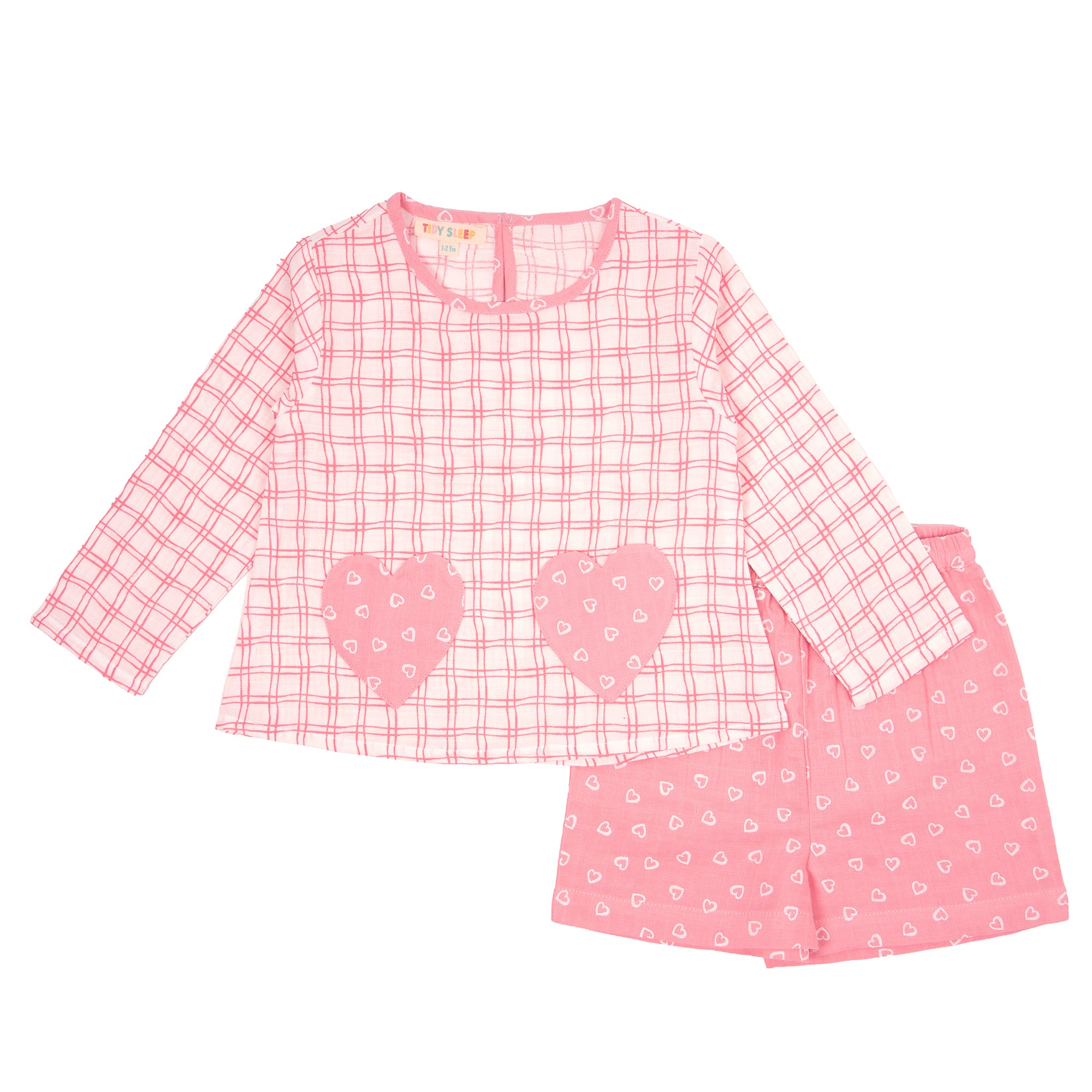 Whimsy Checks Cotton Muslin Night Suit with Shorts
