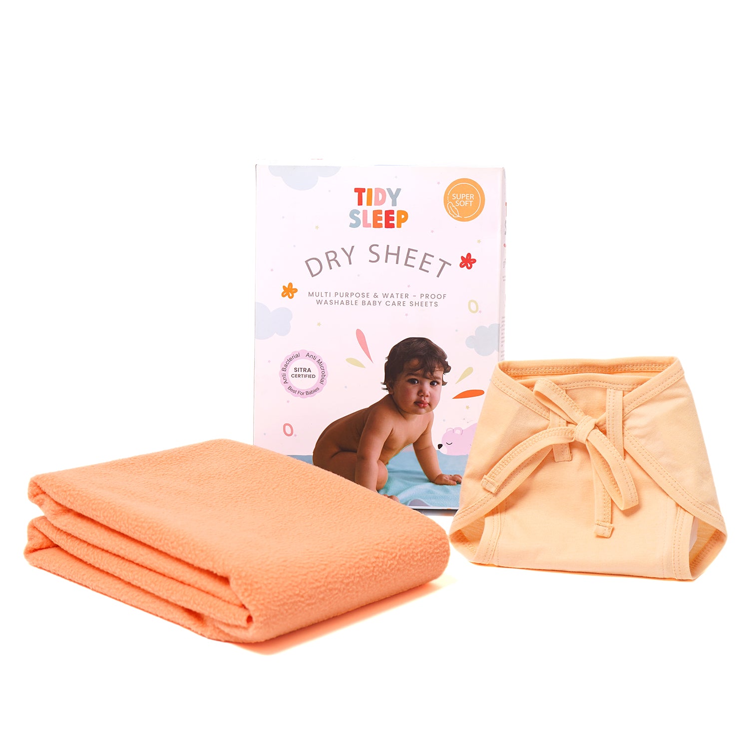 Dry Sheet with Jersey cotton Nappy Combo (Orange)