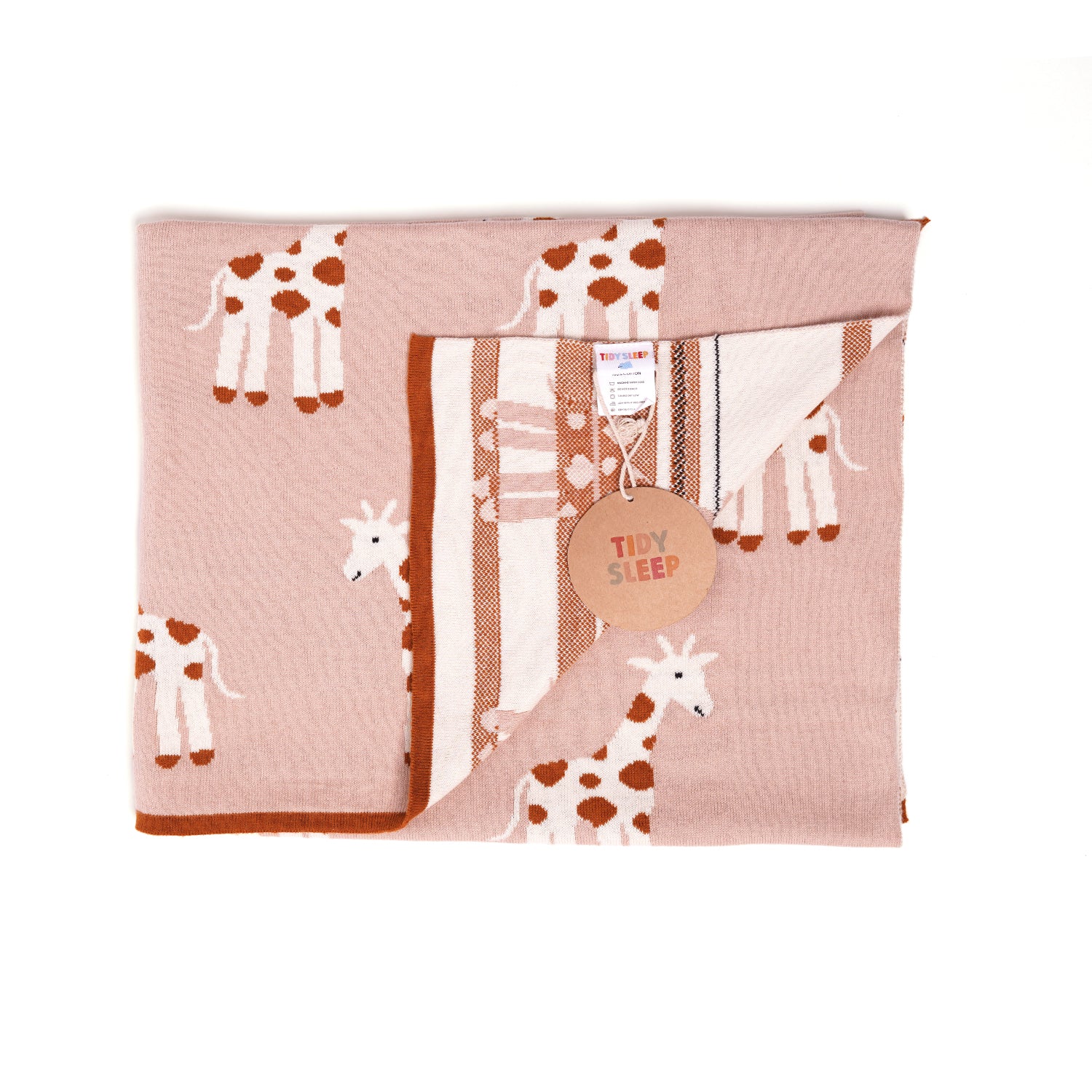 100% Knitted Cotton Giraffe Print Knitted Blanket