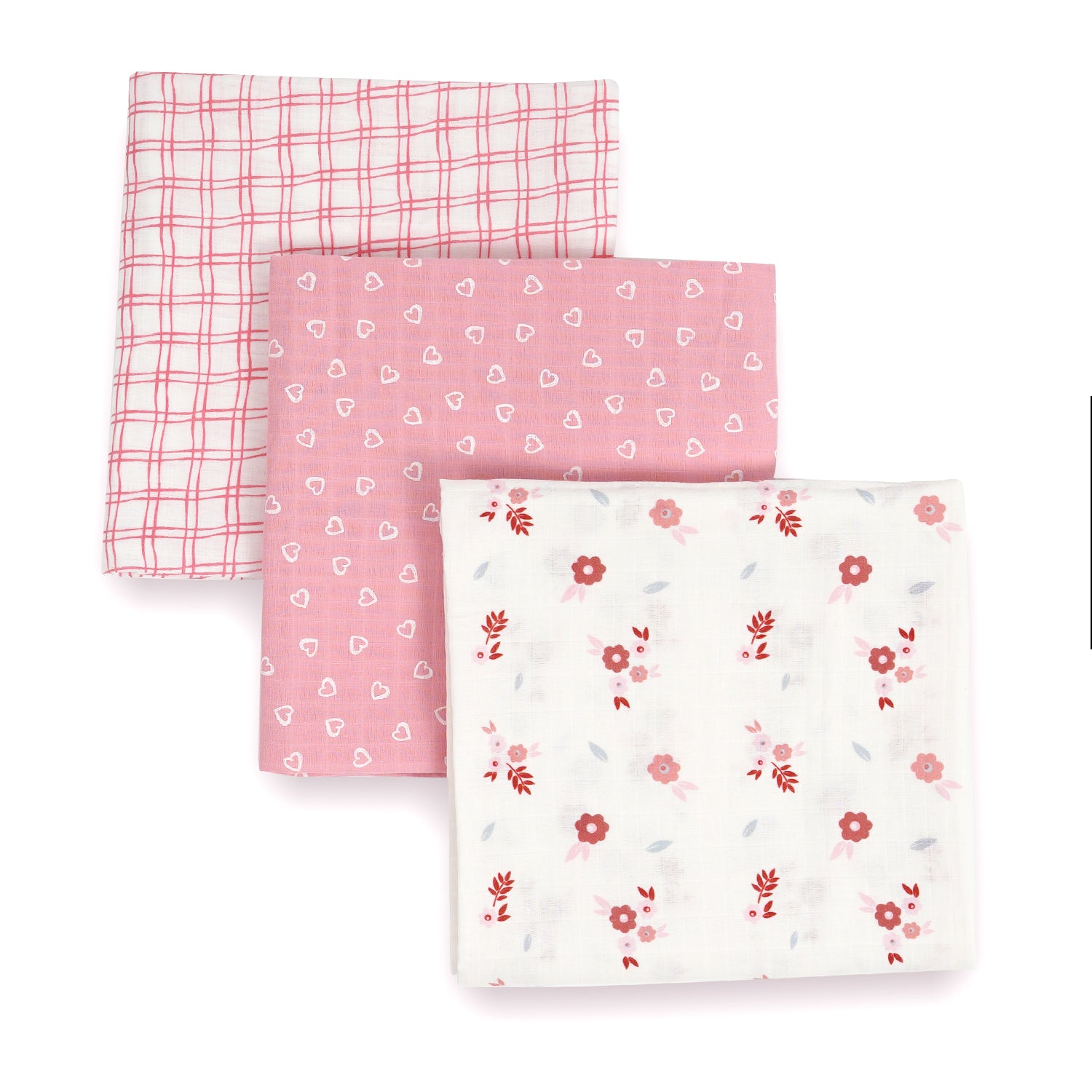 Blossom Pink Cotton Muslin Swaddle - Pack of 3