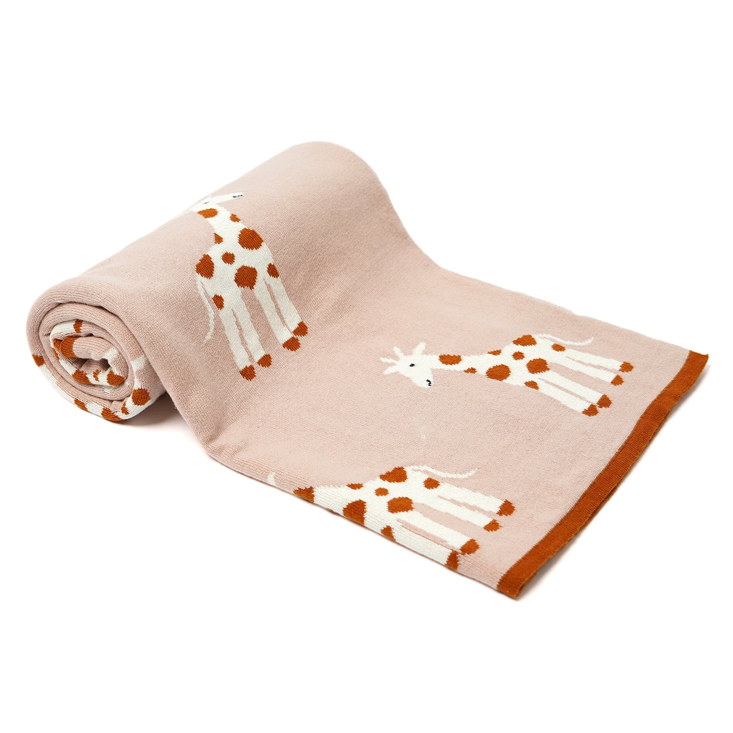 100% Knitted Cotton Giraffe Print Knitted Blanket