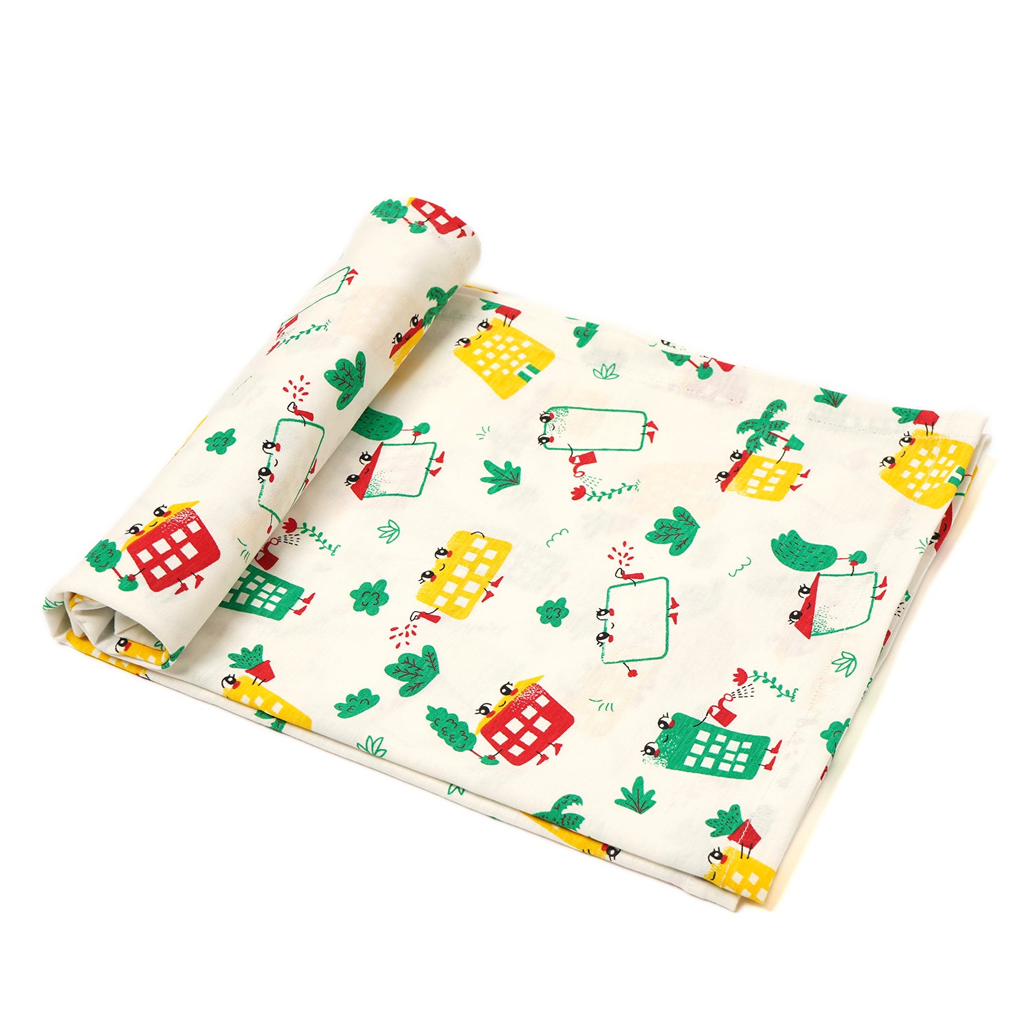 Cotton Jersey Swaddle - White Wild City