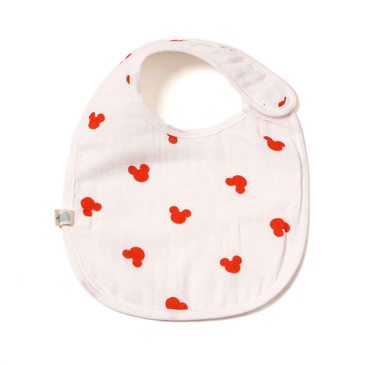 Cotton Muslin Bib - Mickey Red
