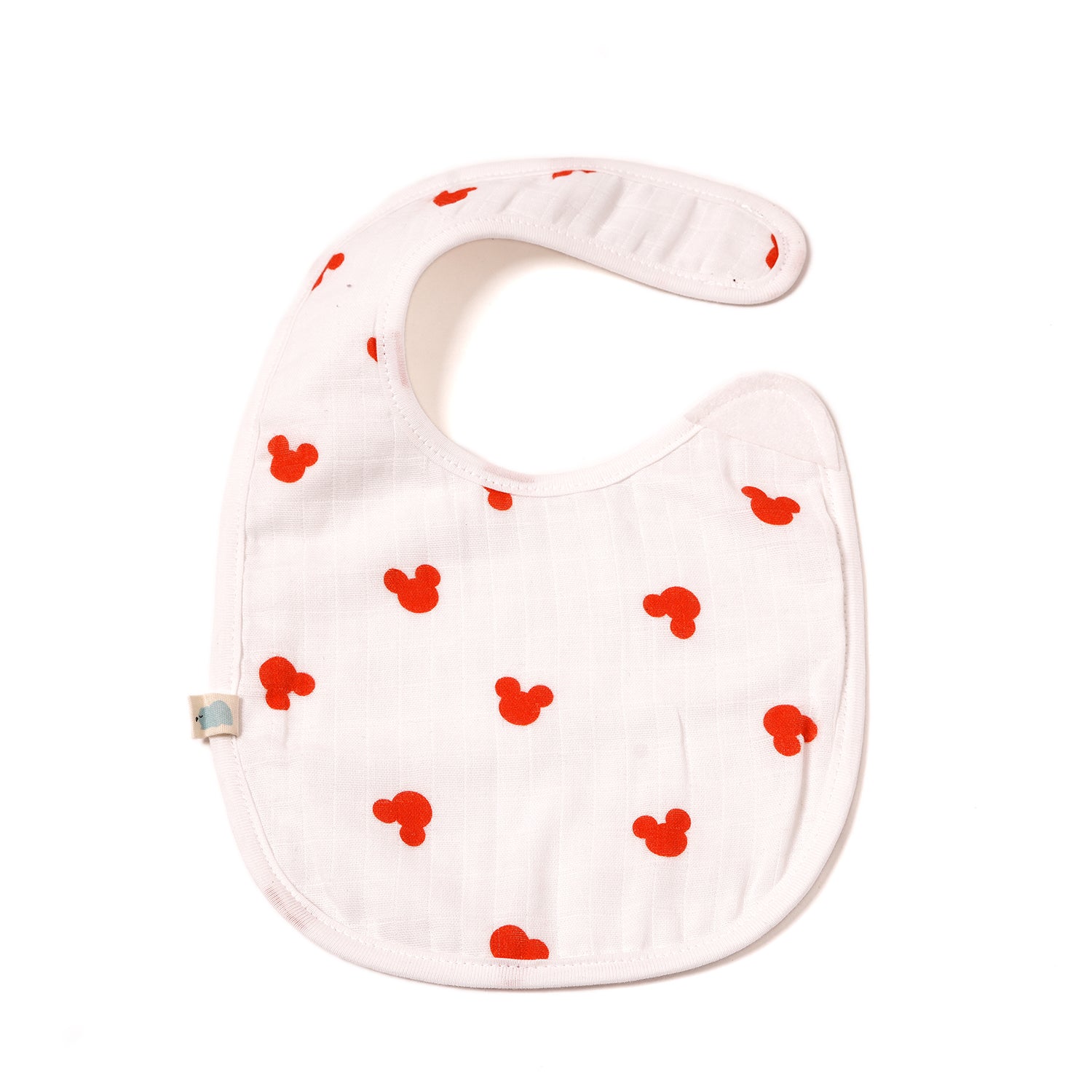Cotton Muslin Bib - Mickey Red