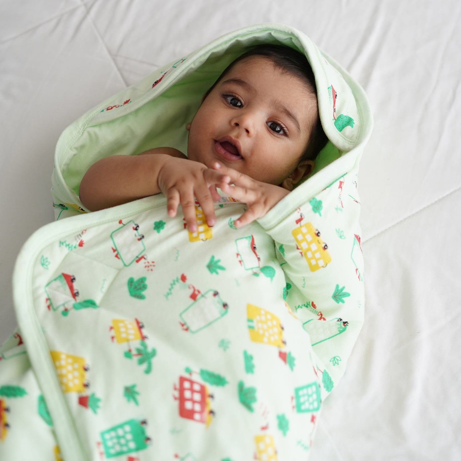 Hooded Blanket - Green Wild City