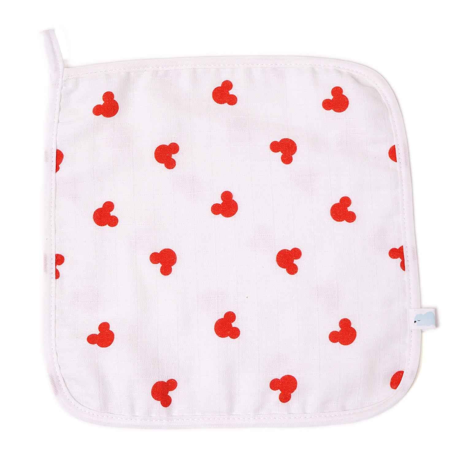 Muslin Face Napkin- Mickey Red