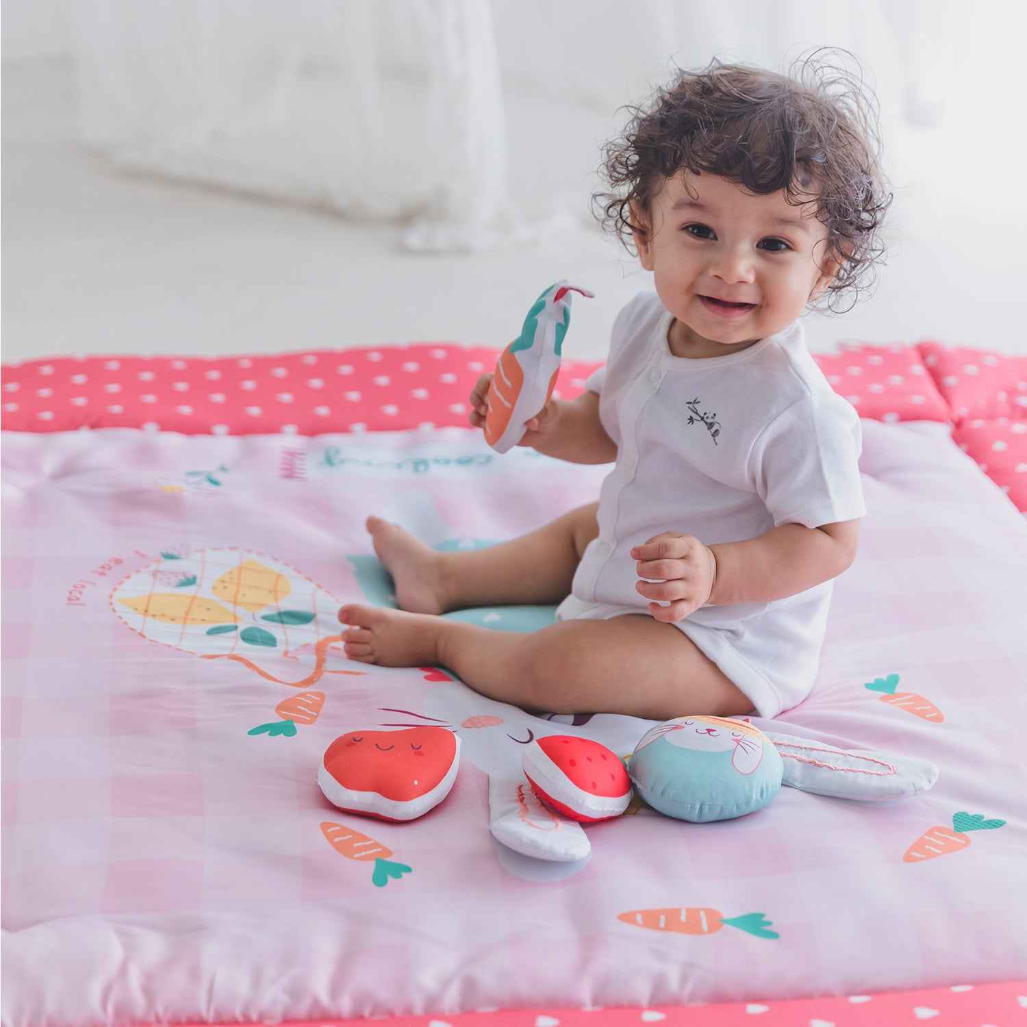 Baby Play Gym | 4 Detachable Toys | Bunny