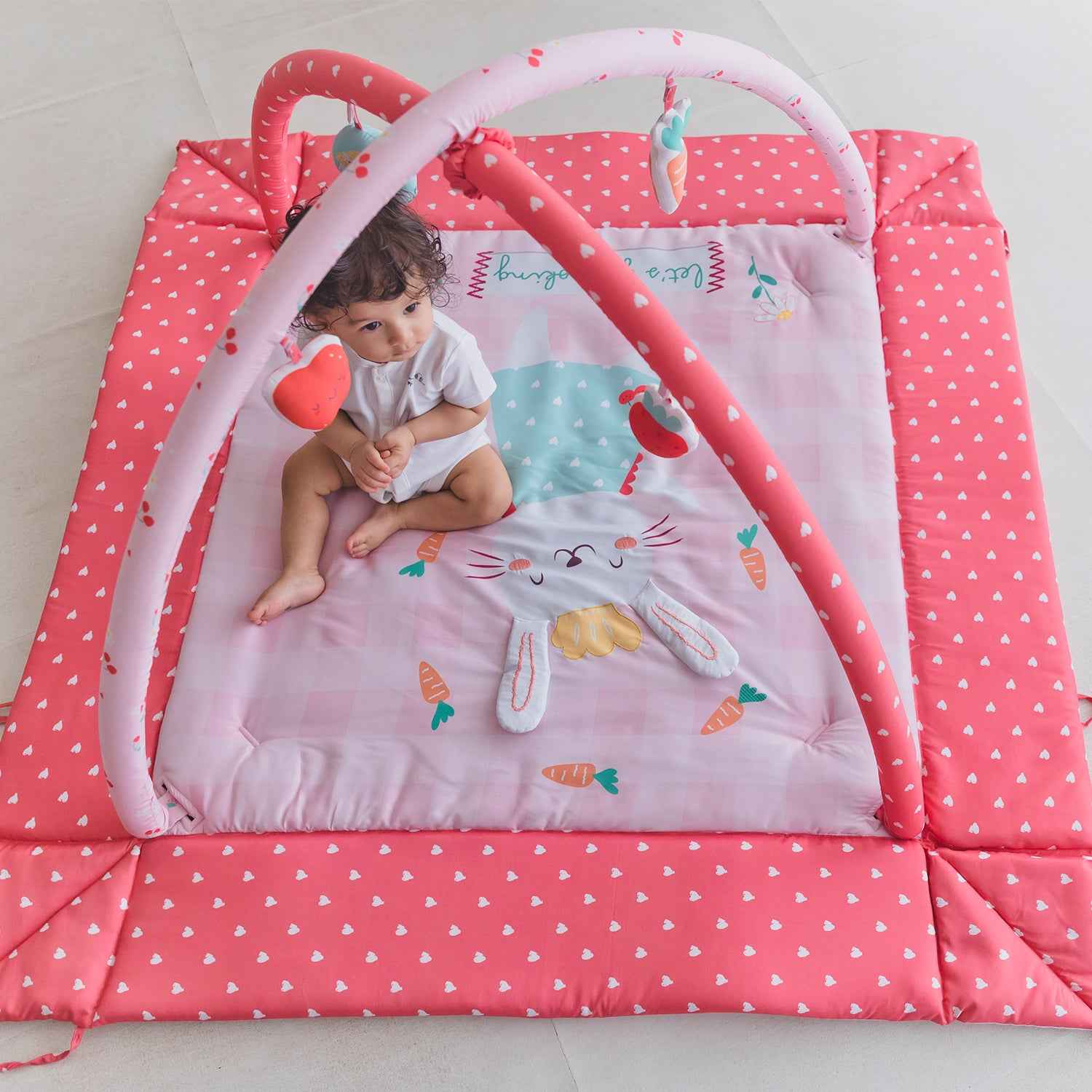 Baby Play Gym | 4 Detachable Toys | Bunny