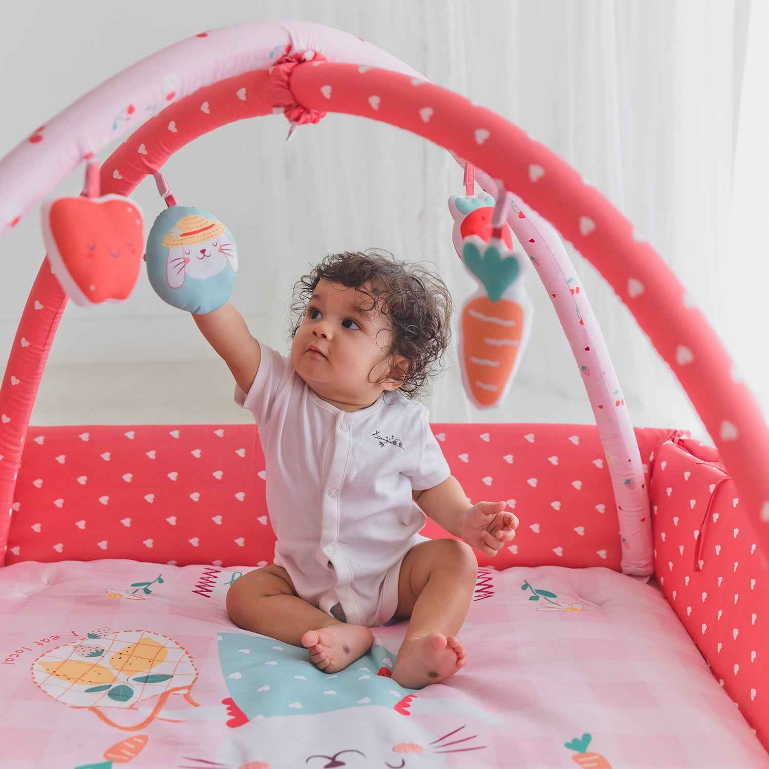 Baby Play Gym | 4 Detachable Toys | Bunny