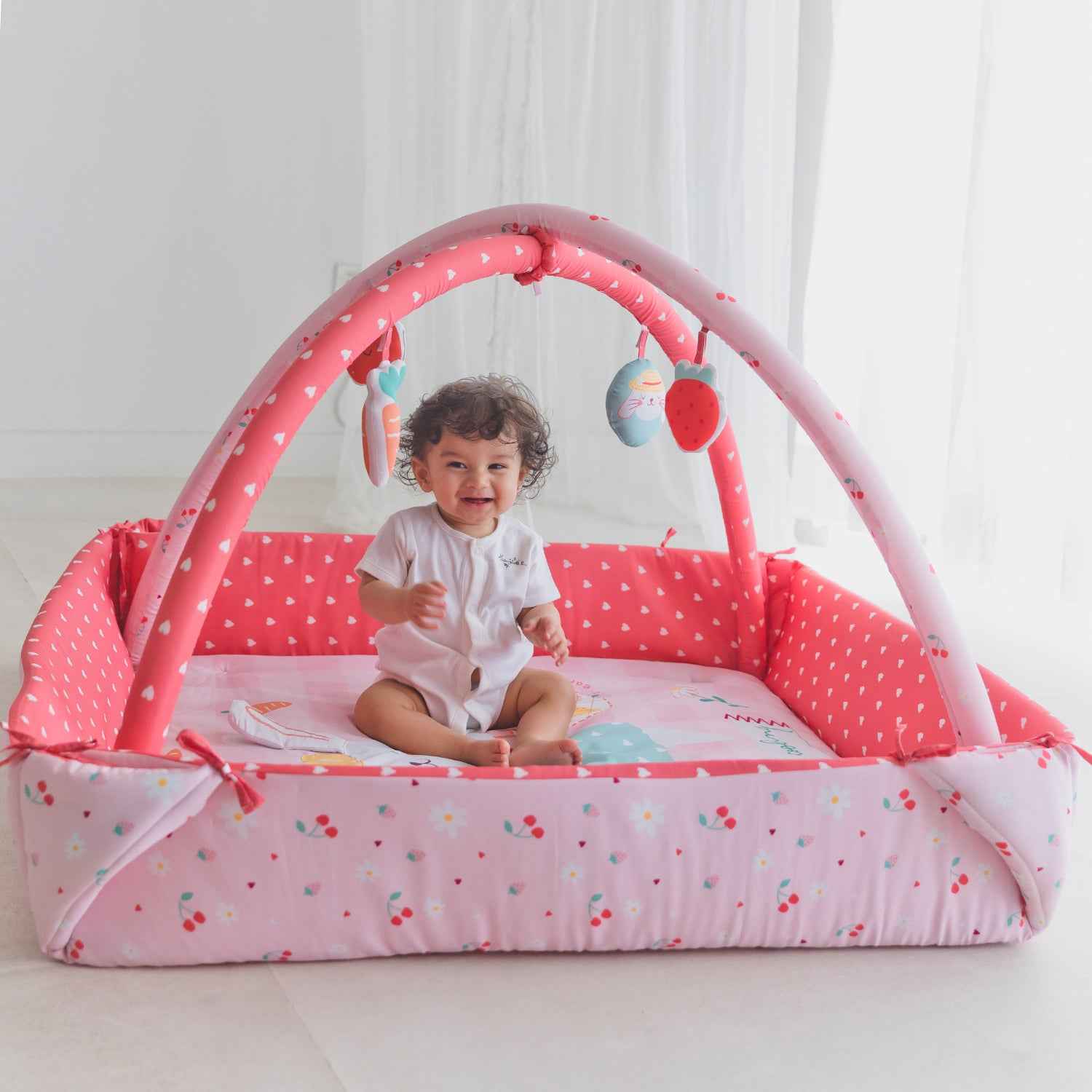 Baby Play Gym | 4 Detachable Toys | Bunny