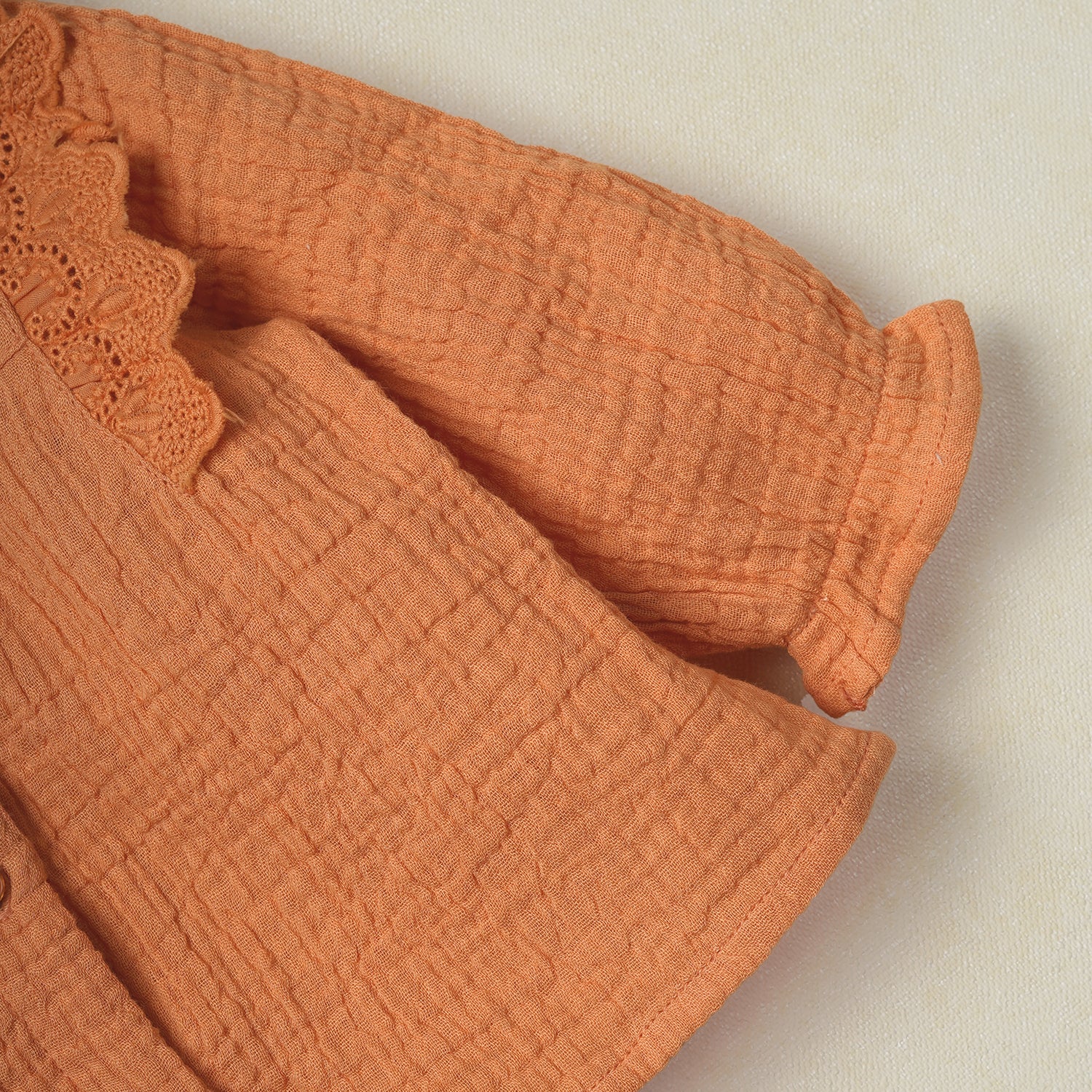 Cotton Gauze Jhabla Set (Jasper Orange)