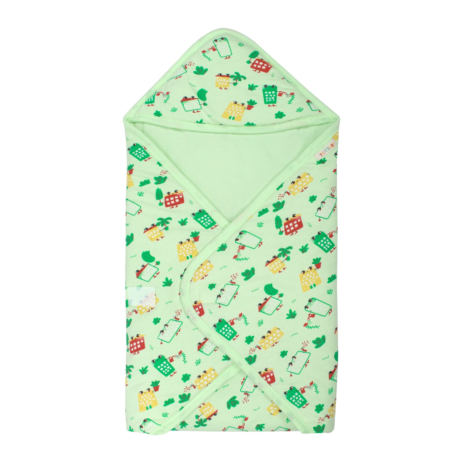 Hooded Blanket - Green Wild City