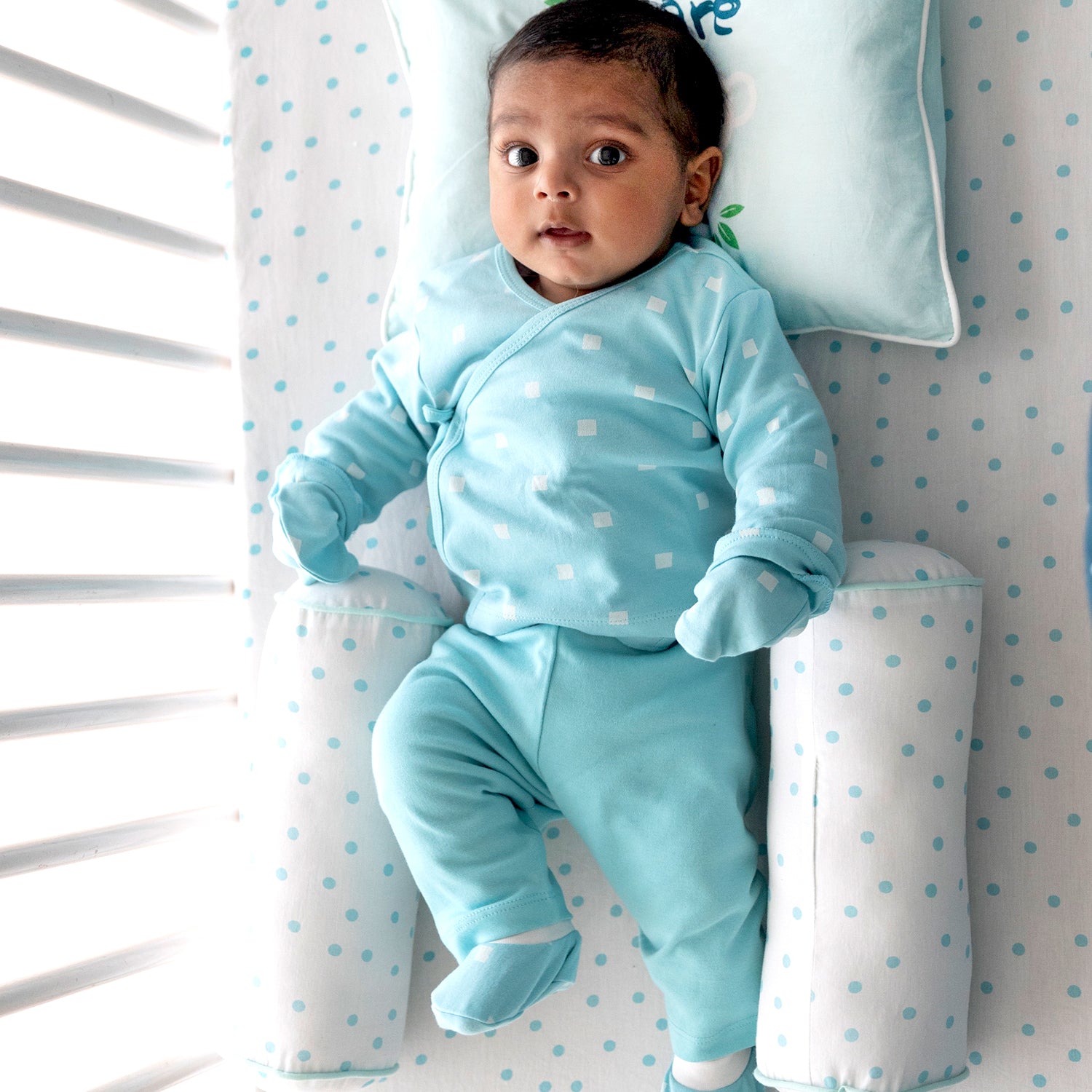Blue Polka - Jhabla with Pajama Set