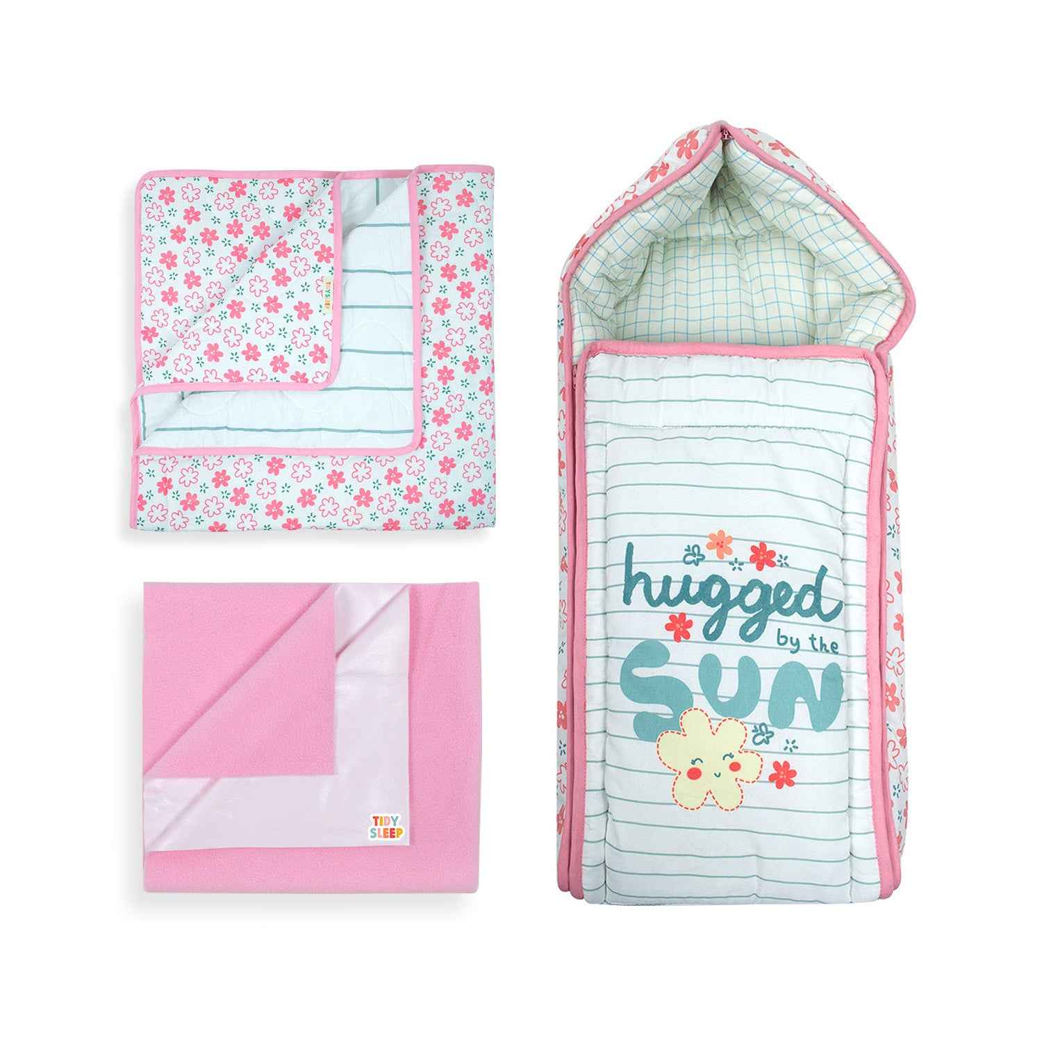 The Flower White Bundle - Quilt + Dry Sheet + Carry Nest
