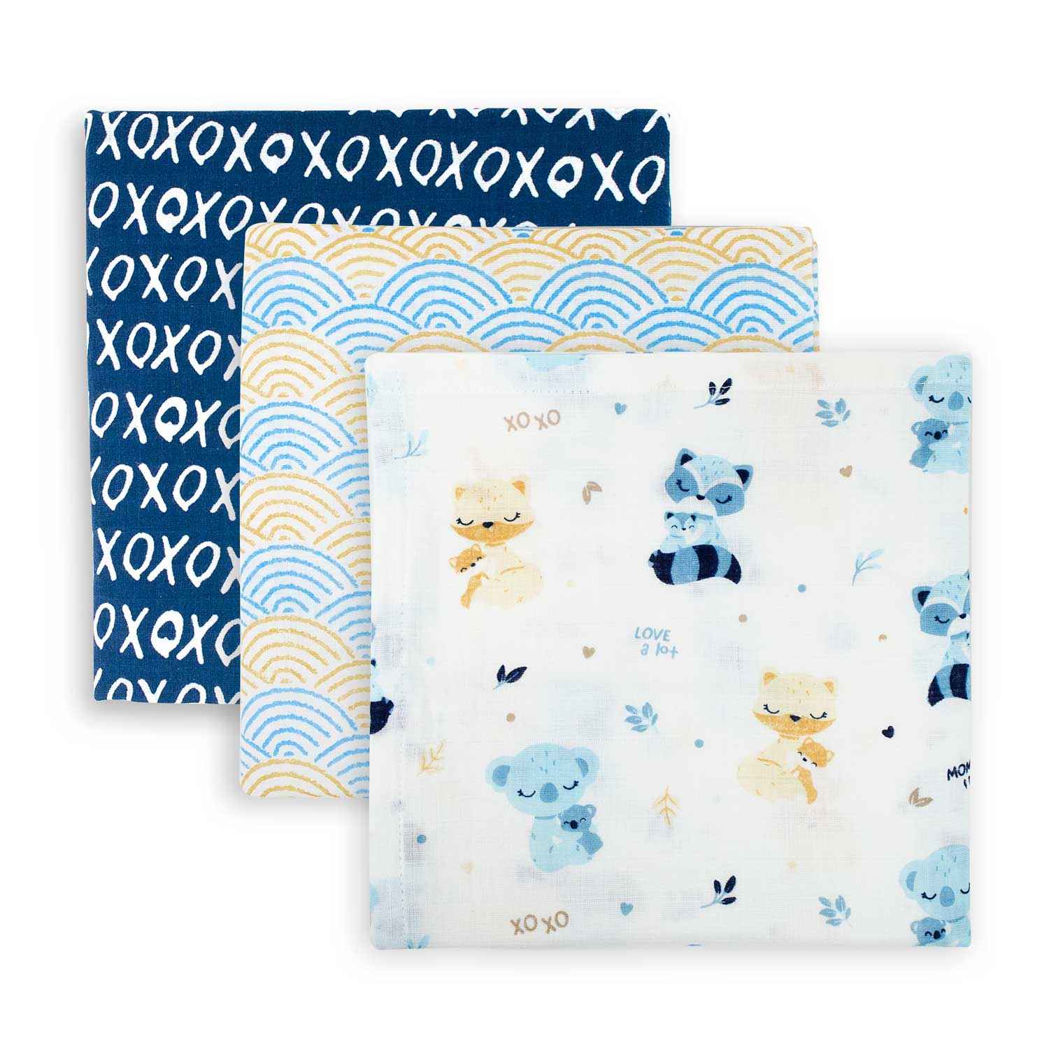 XOXO Cotton Muslin Swaddle - Pack of 3