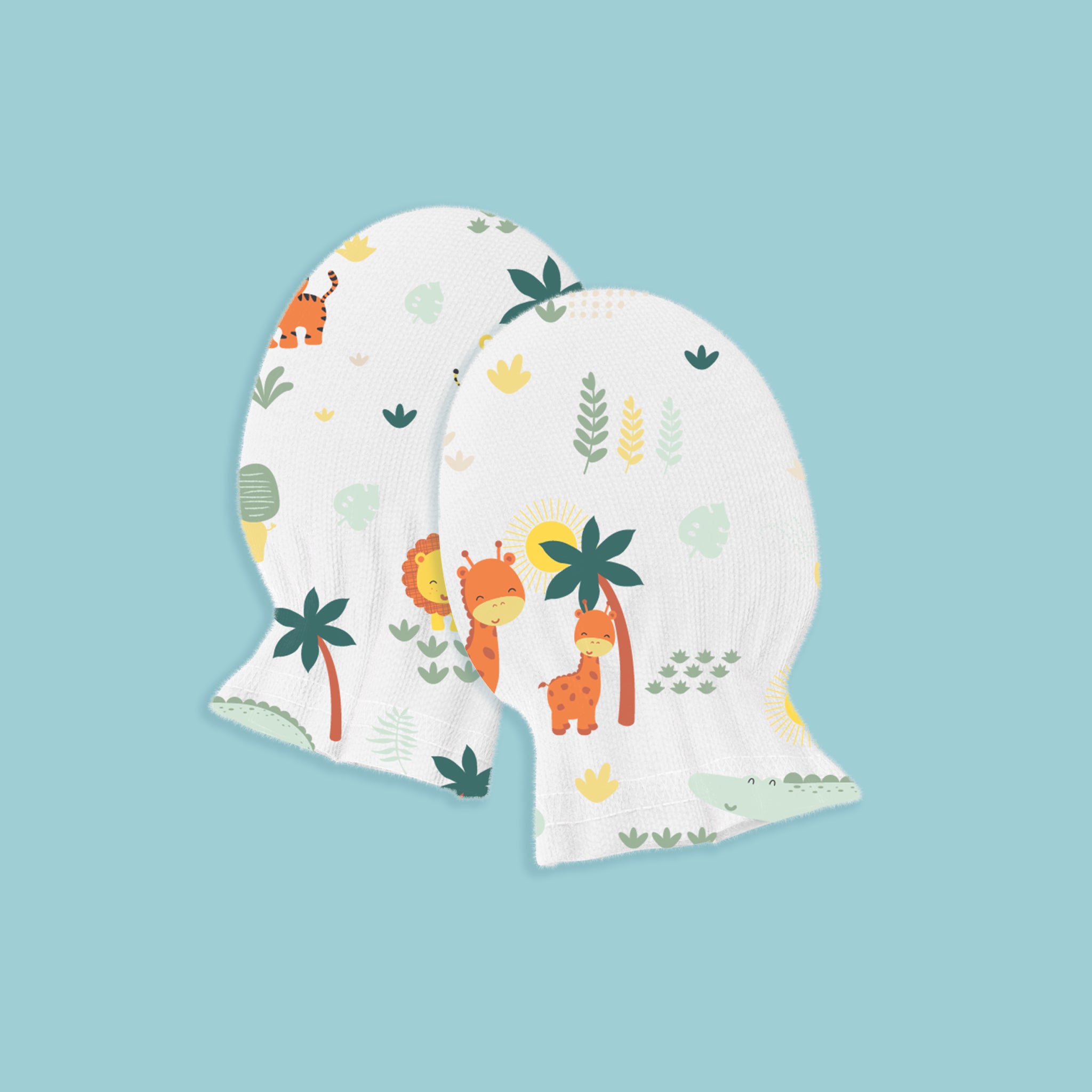 Cotton Baby Mittens - Jungle Safari