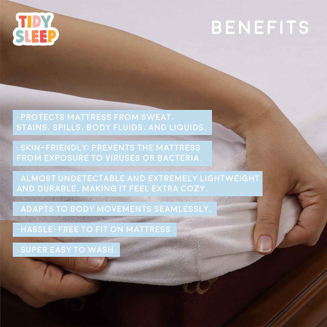 Waterproof Soft Terry Cotton Breathable Fitted Style Mattress Protector With Pillow Cover - White