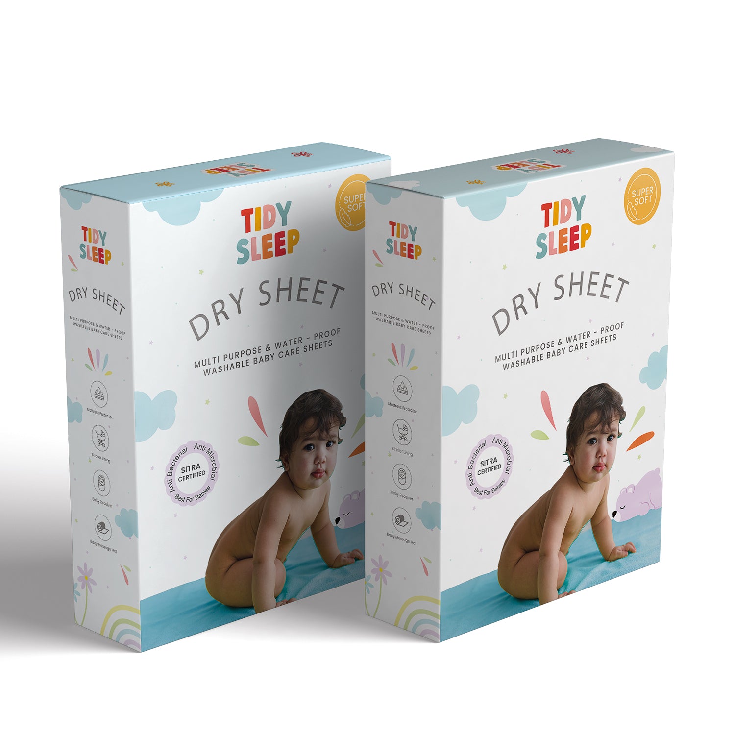 Waterproof Dry Sheet - Baby Pink Pack 2