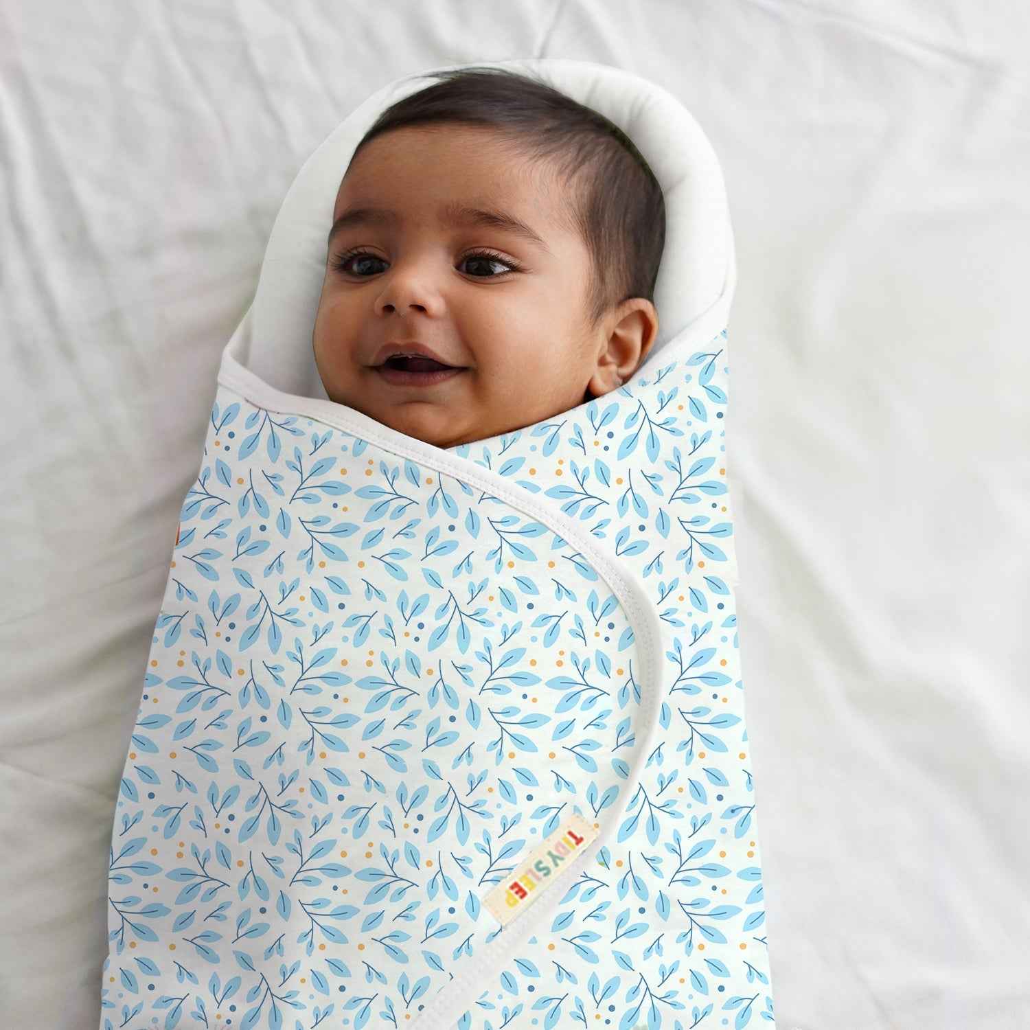 Baby Pod Wrapper - Blue Leaf - Tidy Sleep