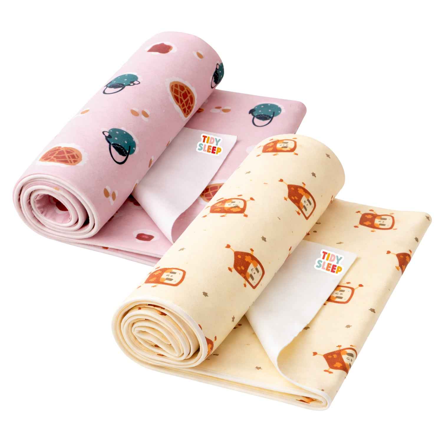 Printed Waterproof Dry Sheet (Pack of 2) - Sweet Treat & Smart Robot