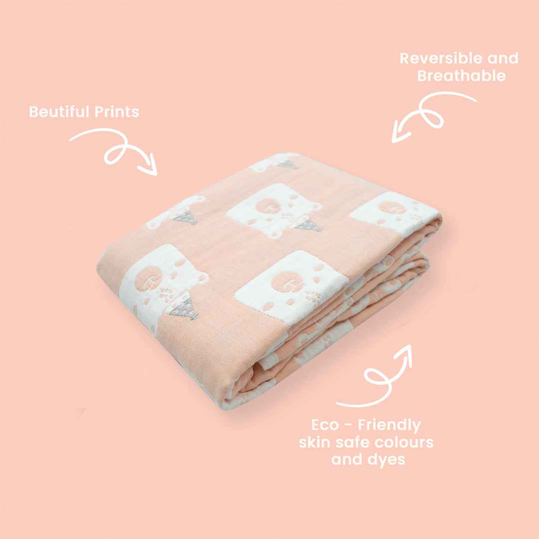 Yarn Dyed Blanket - Pink Bear