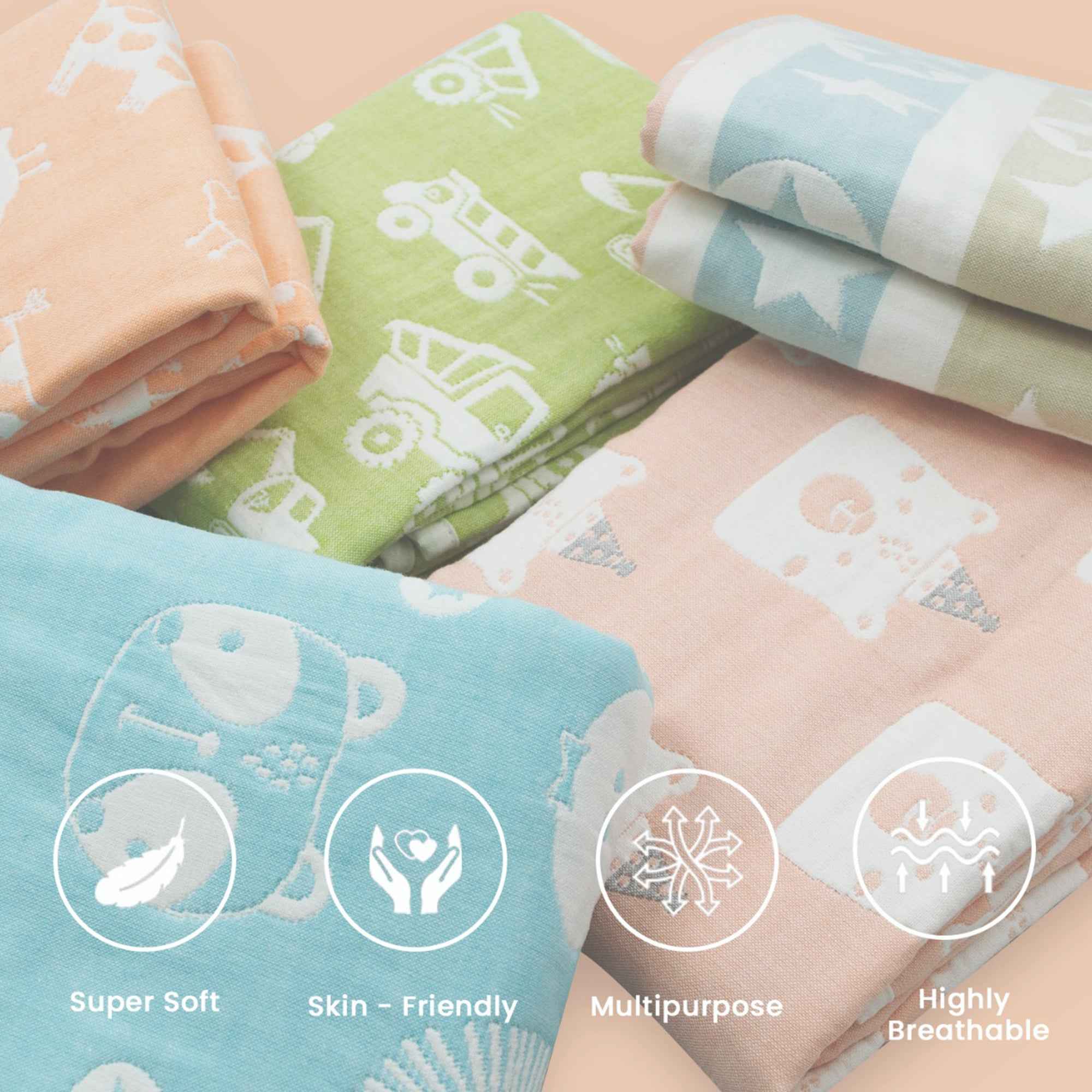 Yarn Dyed Blanket - Peach Giraffe