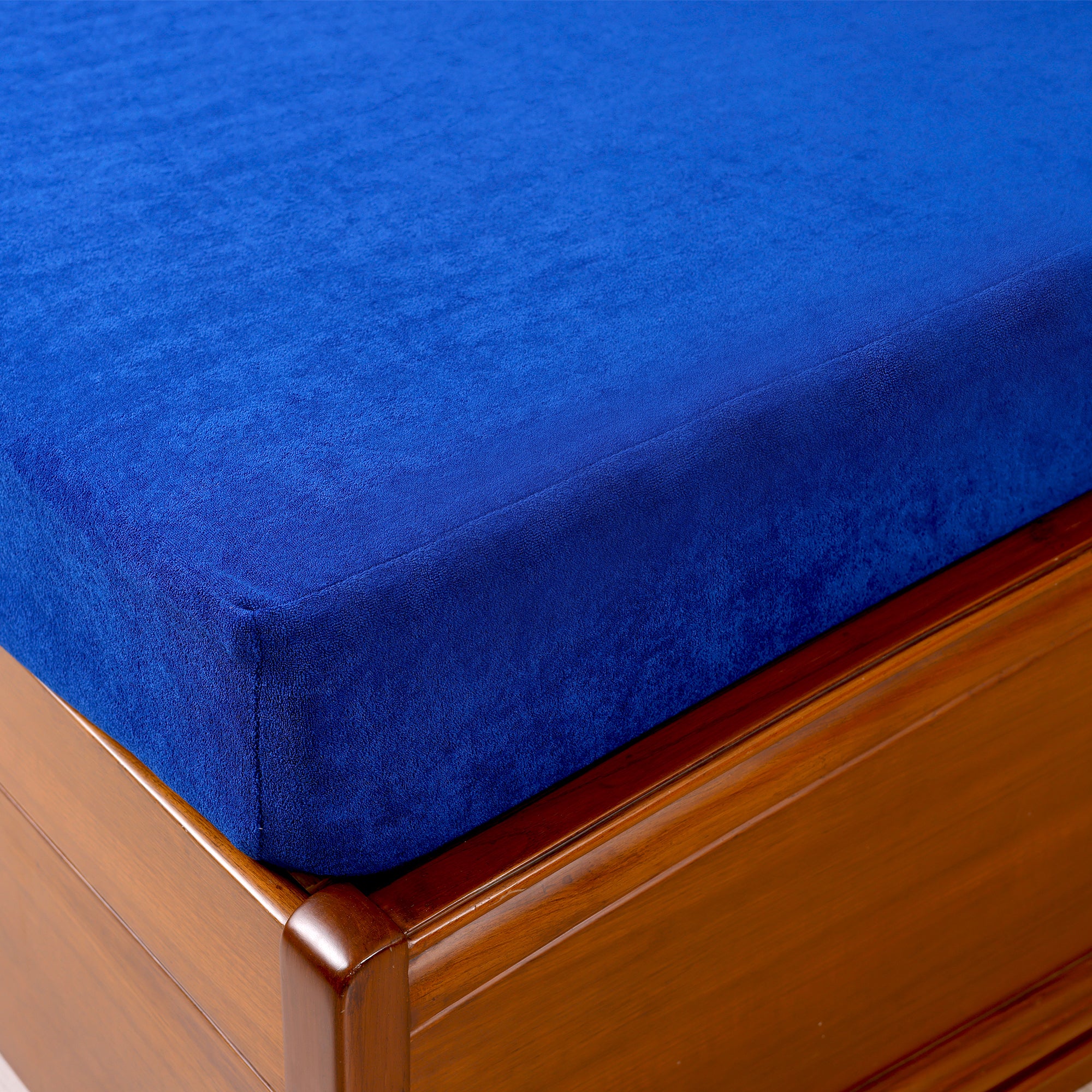 Waterproof Soft Terry Cotton Breathable Fitted Style Mattress Protector - Blue