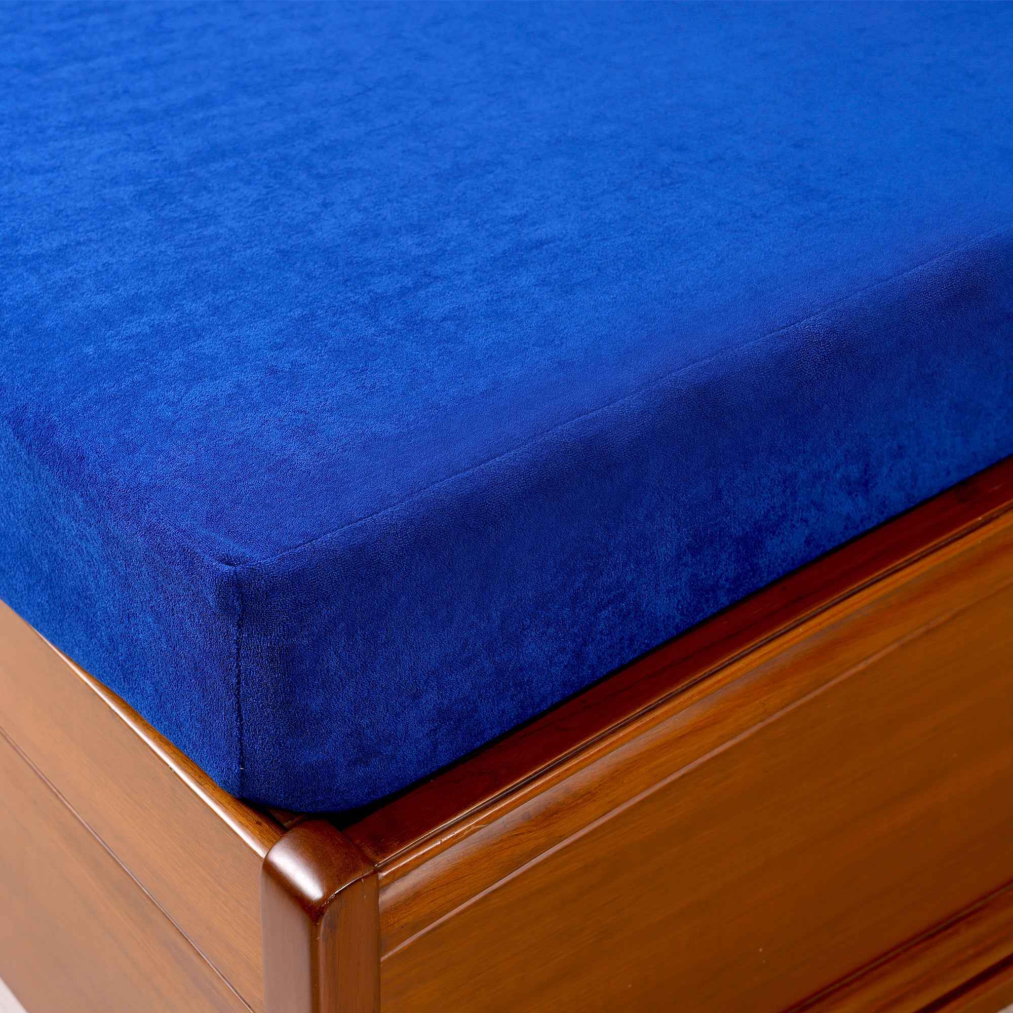 Waterproof Soft Terry Cotton Breathable Fitted Style Mattress Protector - Blue