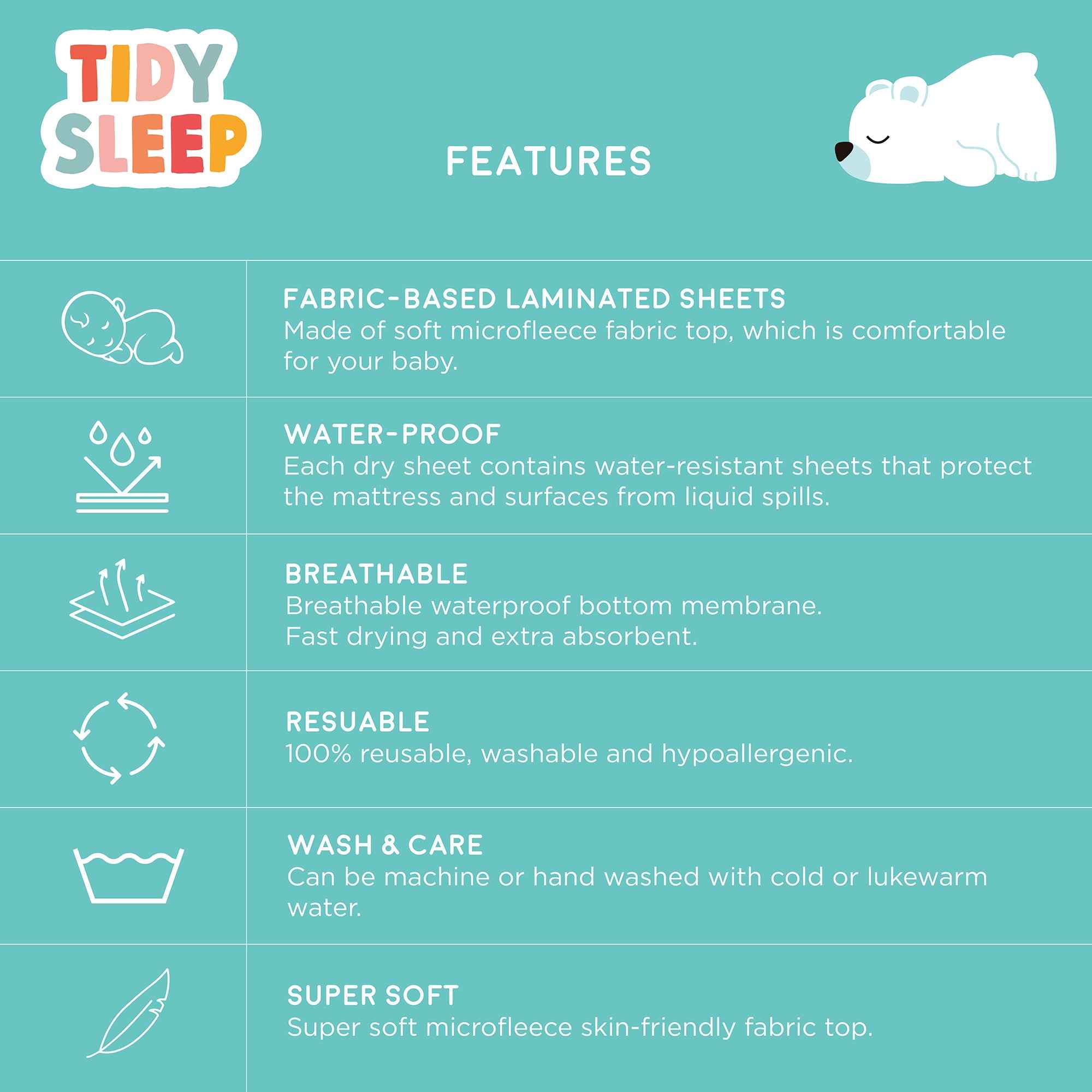 Waterproof Dry Sheet - Pack 3