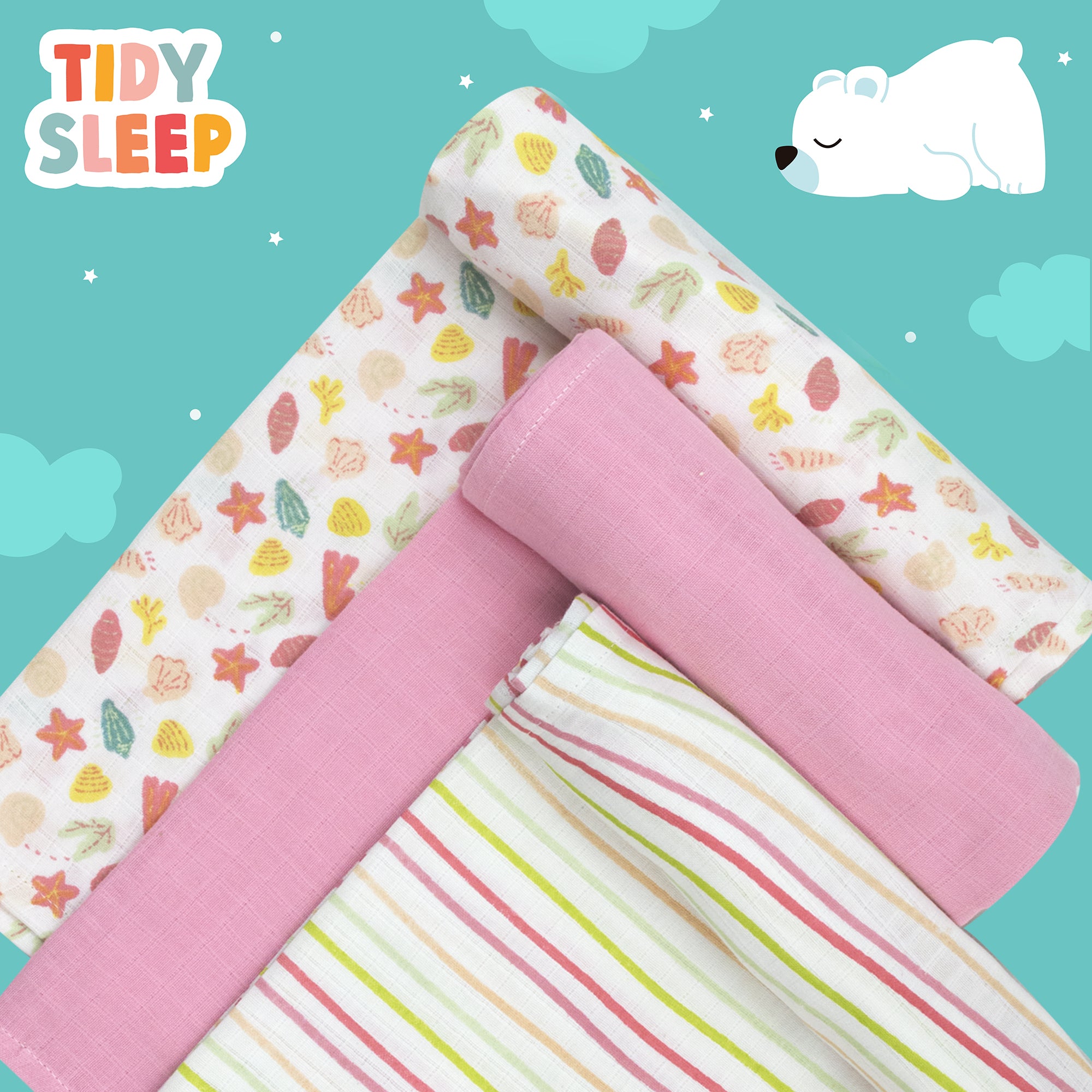 Into the Sea - Cotton Muslin Swaddle - Pack of 3